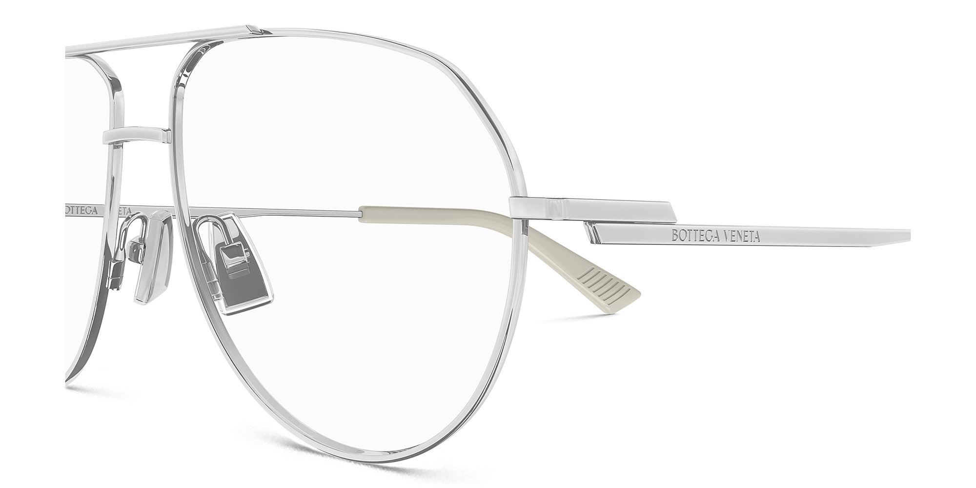 BOTTEGA VENETA Split Unisex Wide Aviator Eyeglasses in Silver – Product Photo 3