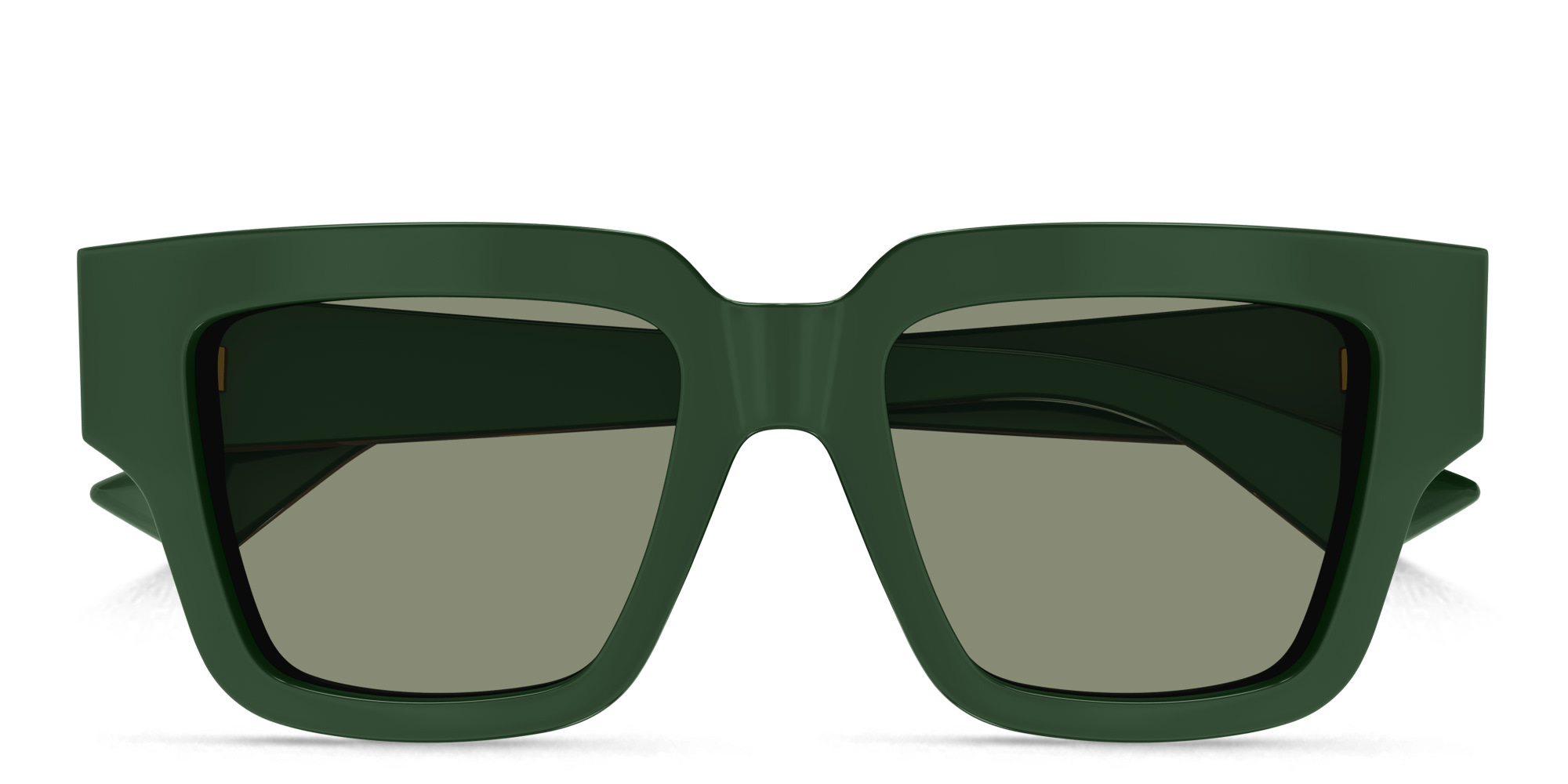 Shop BOTTEGA VENETA Nude Triangle Square Sunglasses in Green online.