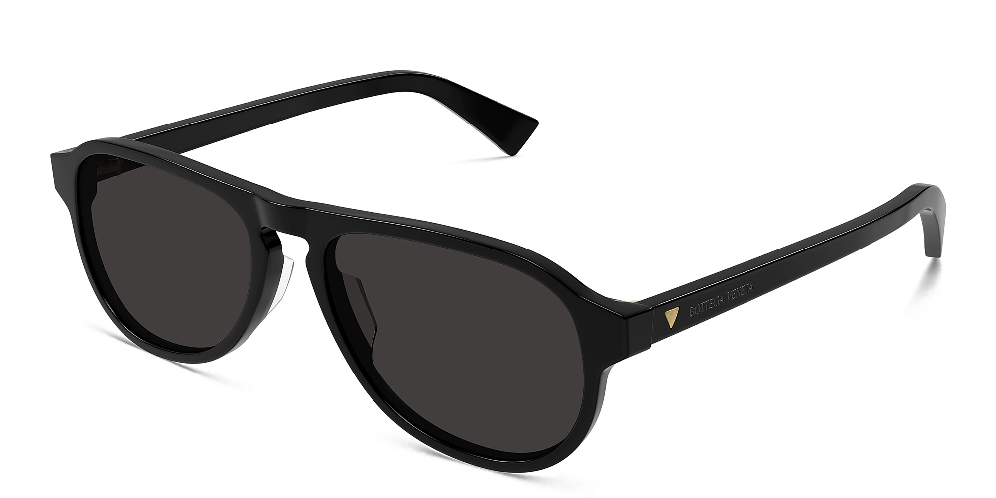 Shop BOTTEGA VENETA Triangle Stud Aviator Sunglasses in Black online.