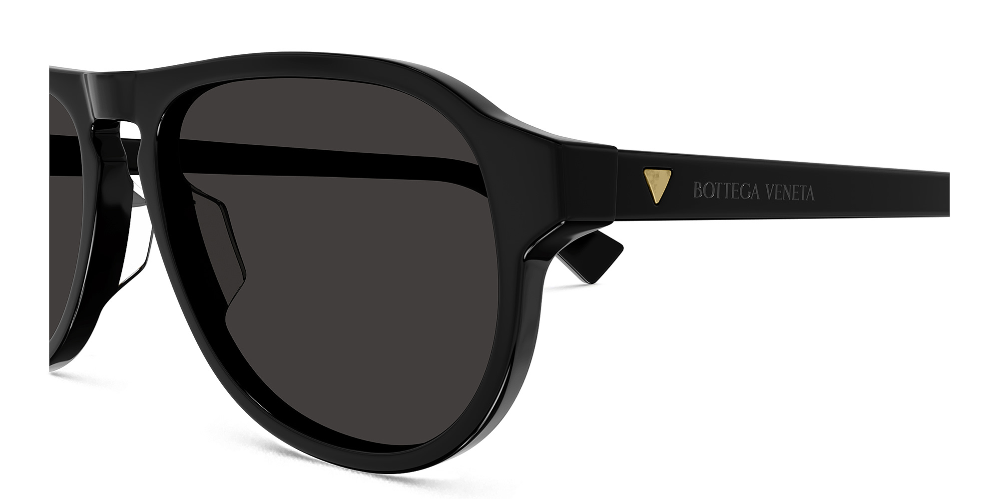 Shop BOTTEGA VENETA Triangle Stud Aviator Sunglasses in Black online.