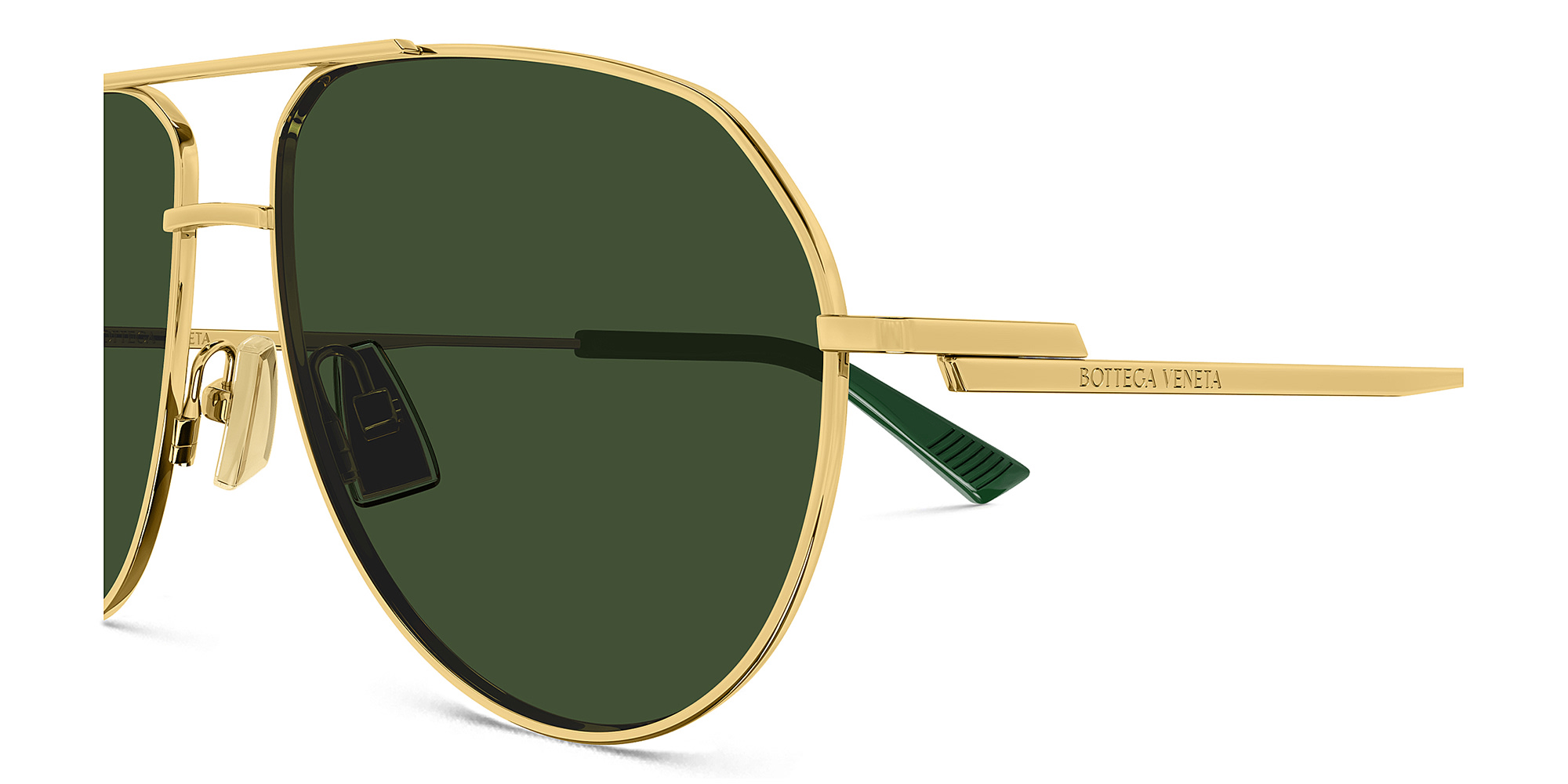 Shop BOTTEGA VENETA Split Unisex Aviator Sunglasses in Gold online.