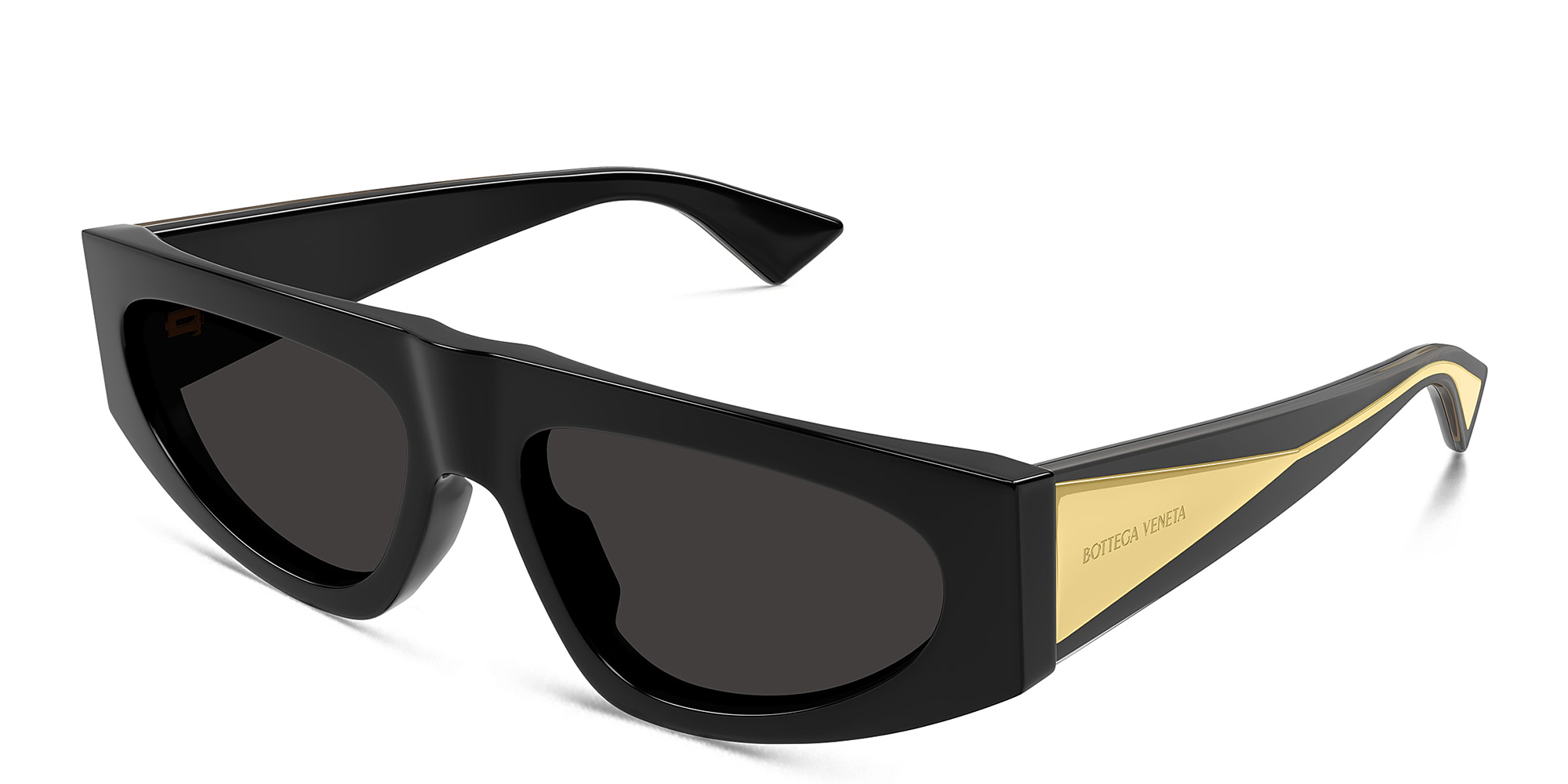 BOTTEGA VENETA Nude Triangle Irregular Sunglasses in Black – Product Photo 2