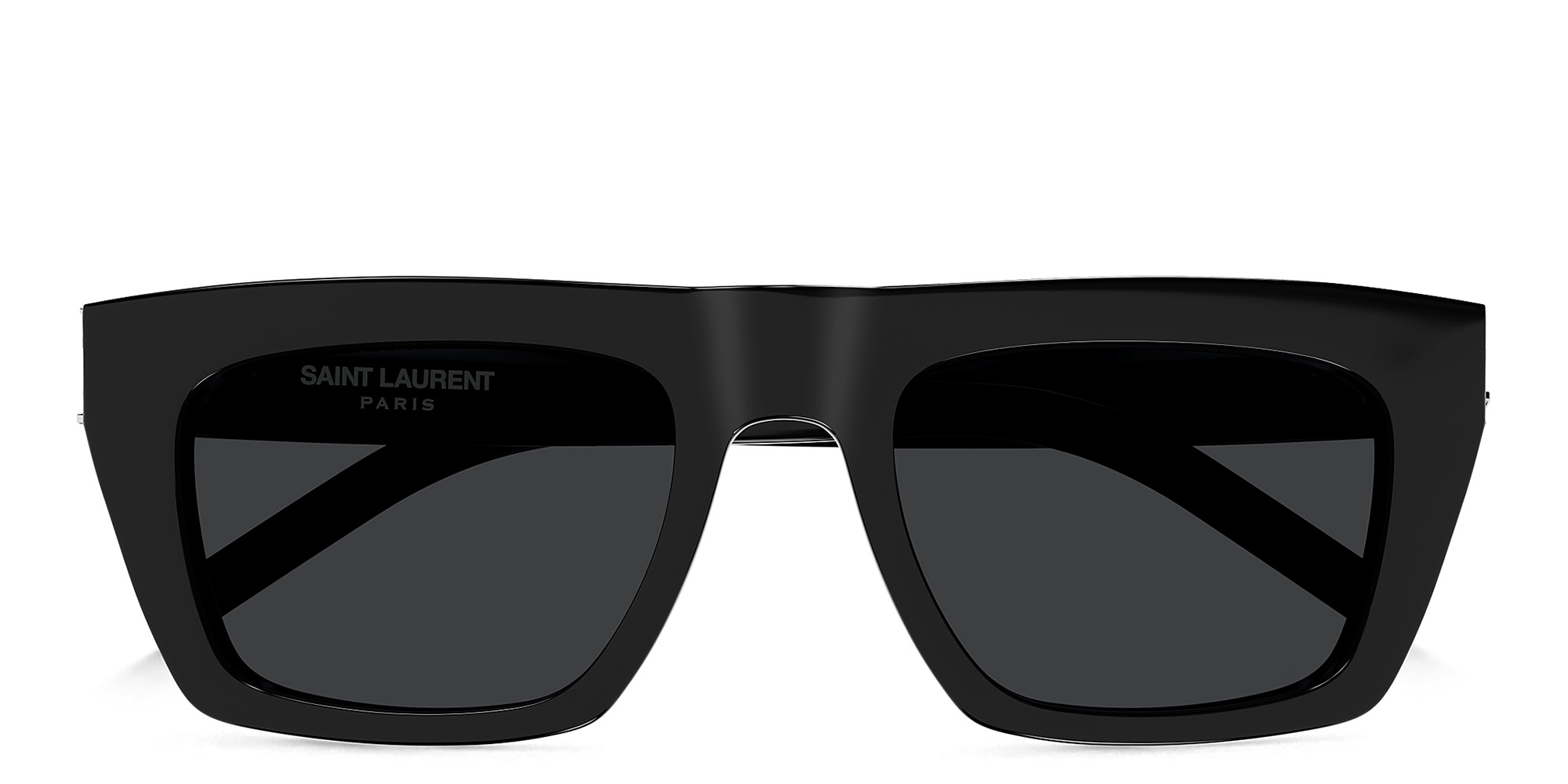 Shop SAINT LAURENT Monogram Hinge Unisex Square Sunglasses in Black online.