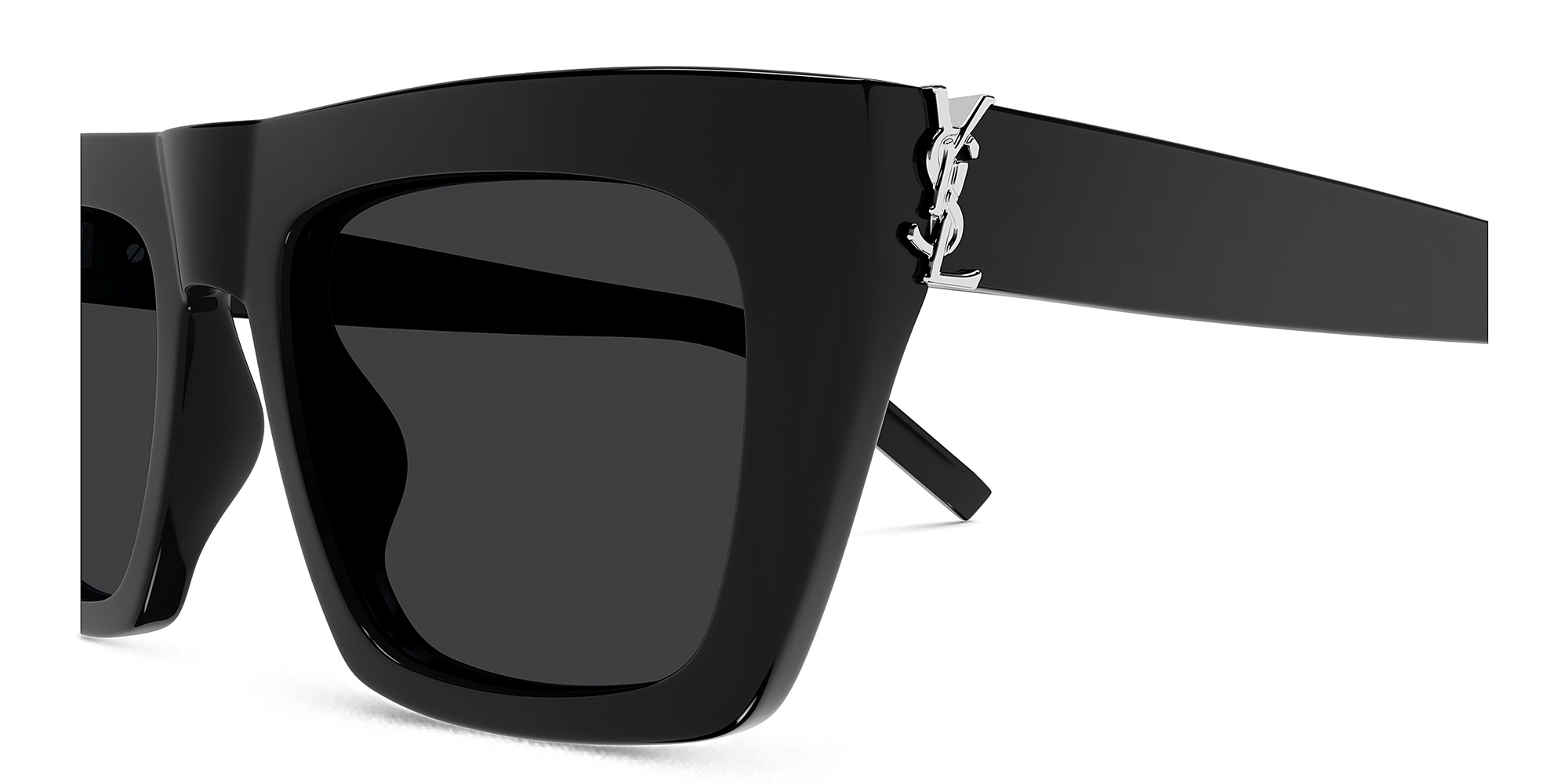 Shop SAINT LAURENT Monogram Hinge Unisex Square Sunglasses in Black online.