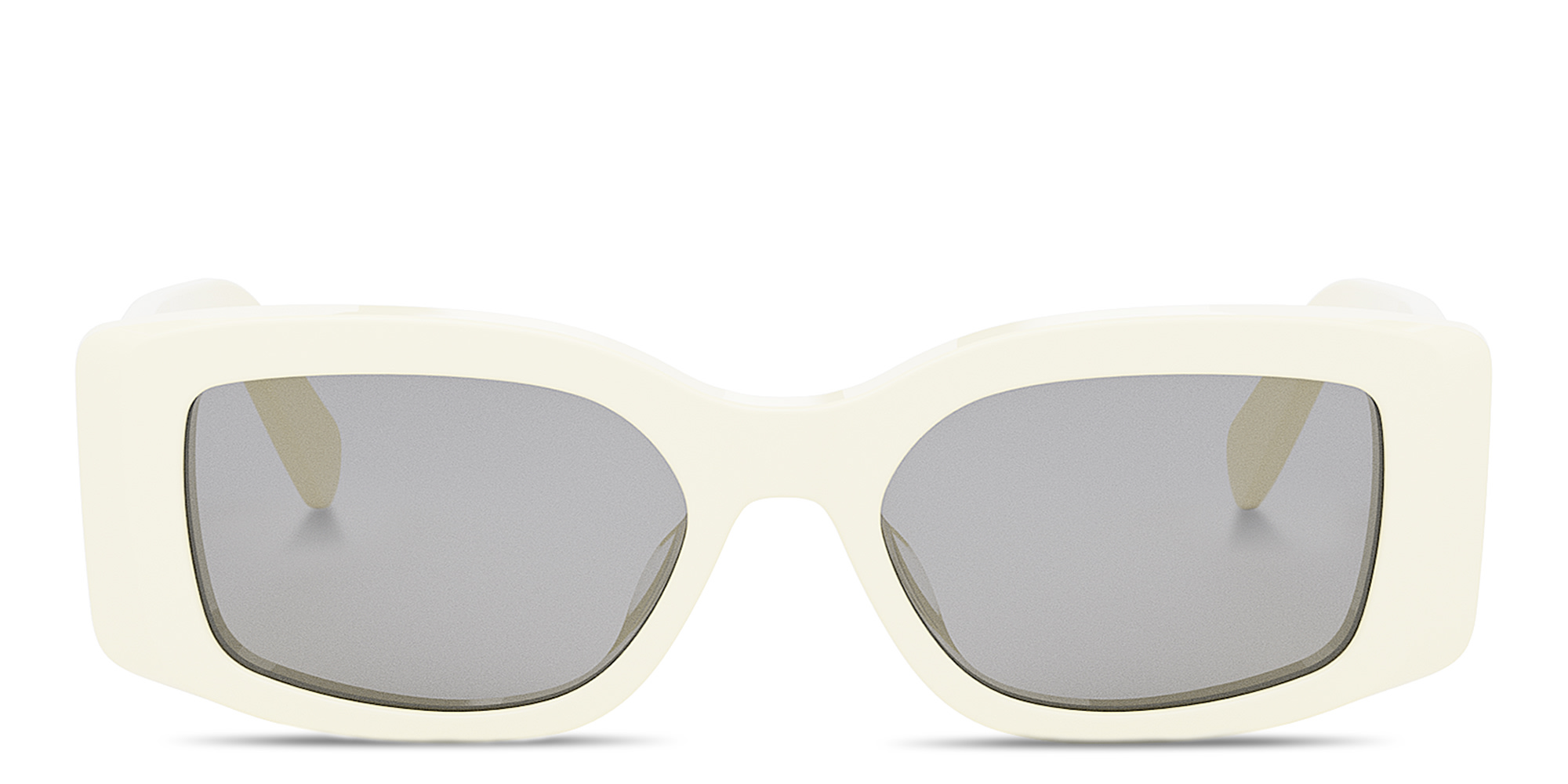 Shop CELINE Triomphe White Rectangular Sunglasses in Solid ivory online.