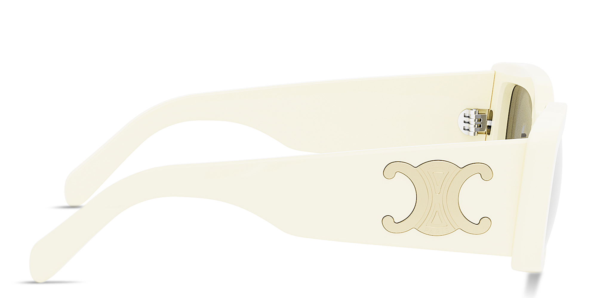 Shop CELINE Triomphe White Rectangular Sunglasses in Solid ivory online.