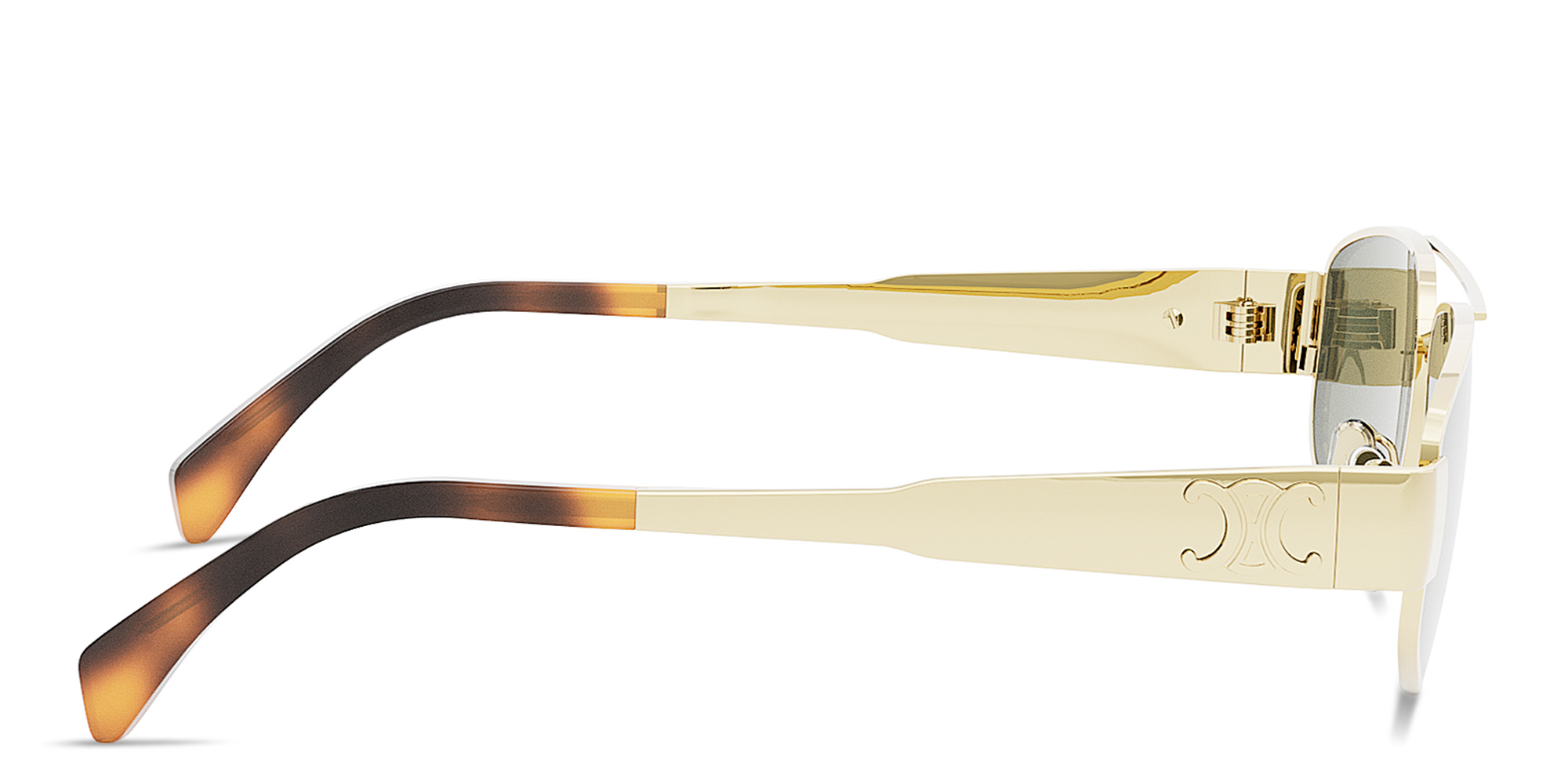 CELINE Metal Triomphe Yellow Pilot Sunglasses in Gold – Product Photo 3