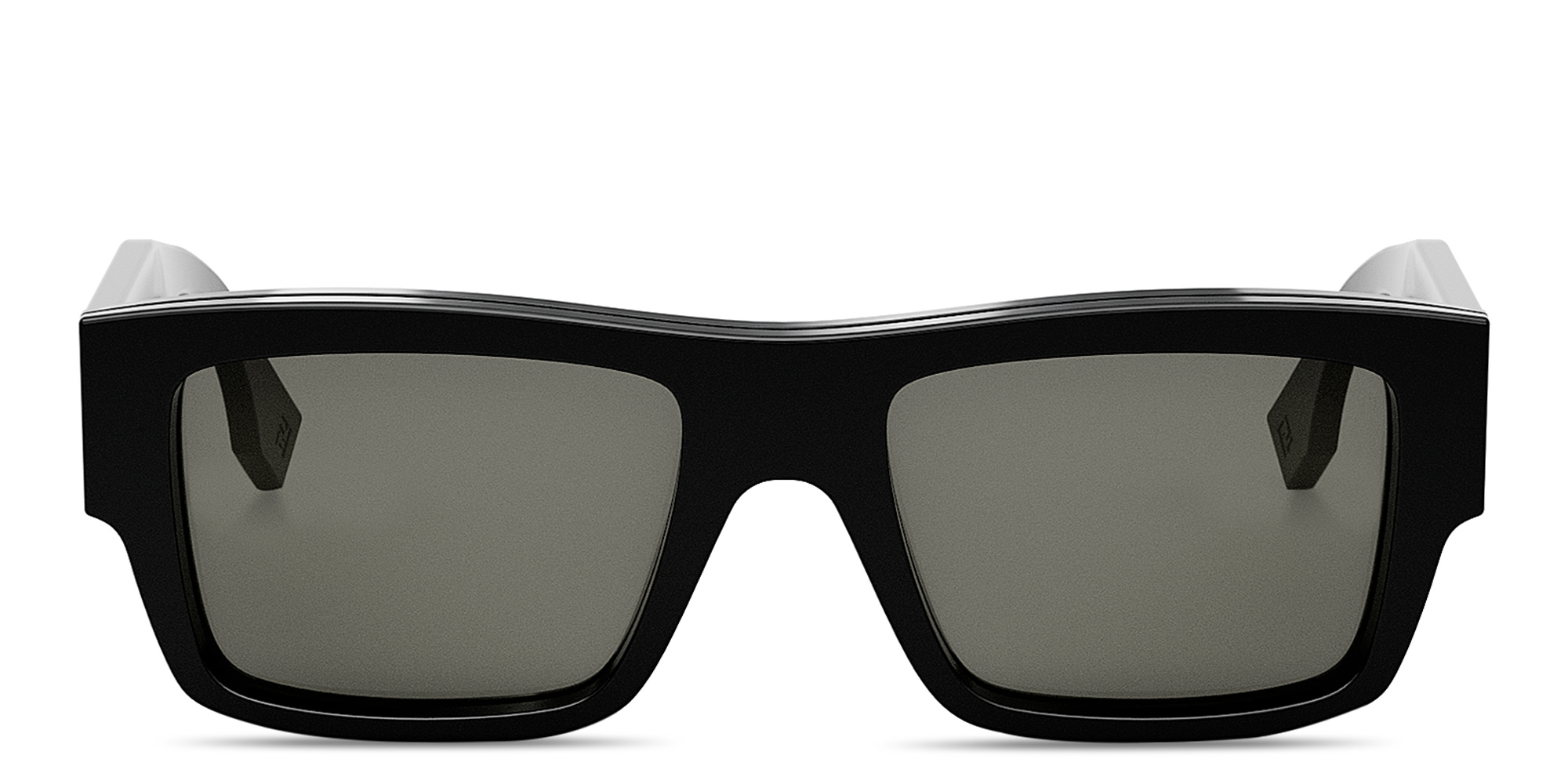Shop FENDI Signature Rectangle Sunglasses in Black online.