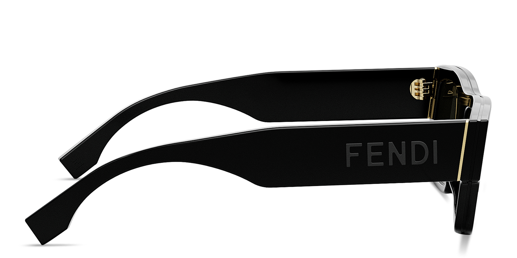 Shop FENDI Signature Rectangle Sunglasses in Black online.