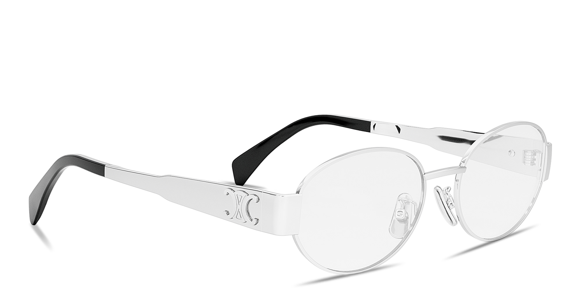 نظارات طبية بيضاوية فضية بشعار تريونف المعدني من سيلين بلون بالاديوم - صورة المنتج 4