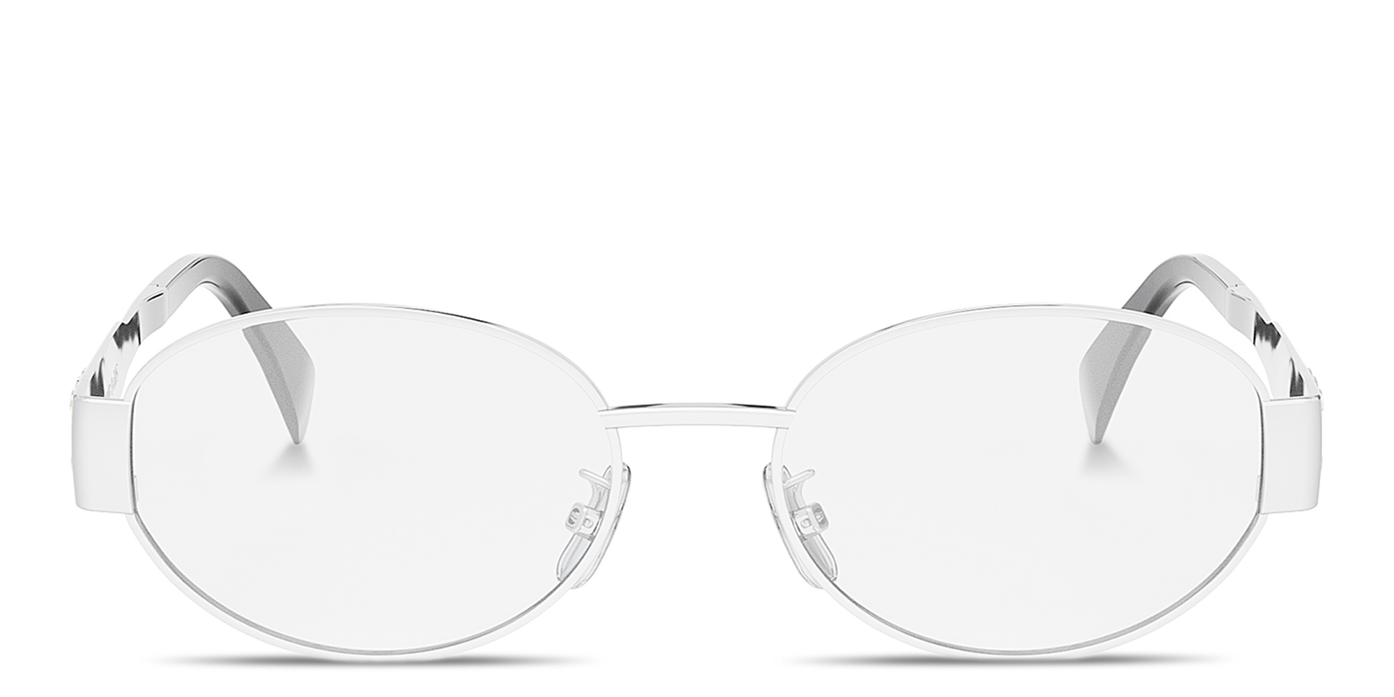 CELINE Metal Triomphe Silver Oval Eyeglasses in Palladium – Product Photo 1