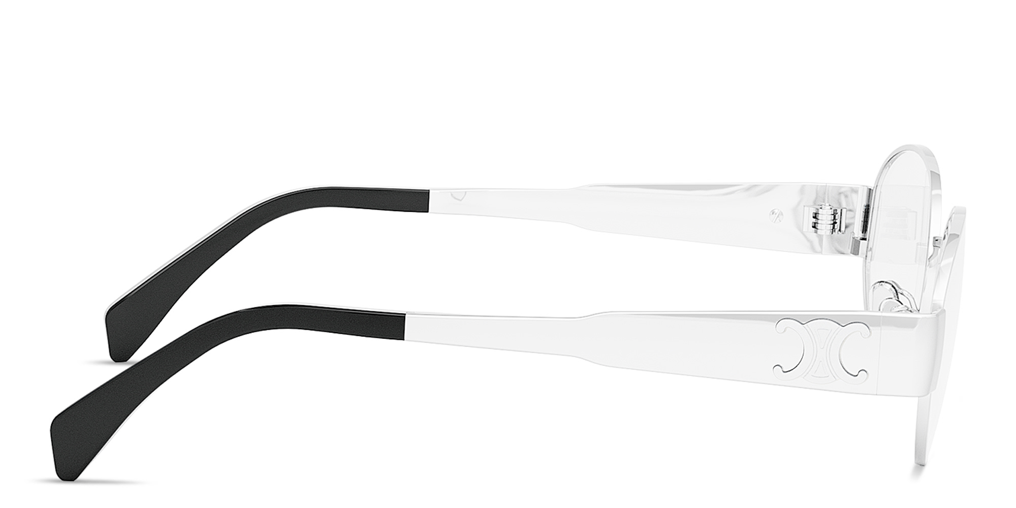 CELINE Metal Triomphe Silver Oval Eyeglasses in Palladium – Product Photo 3