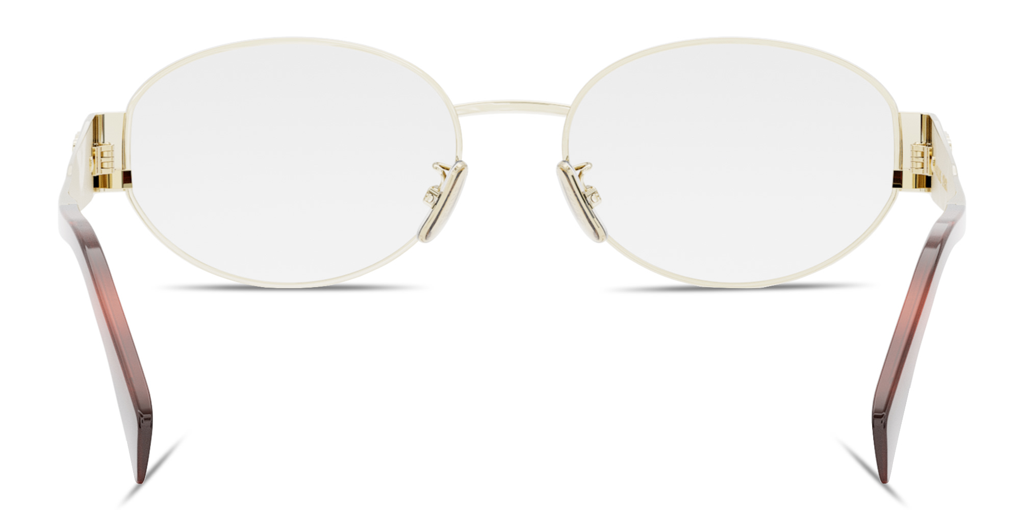 Shop CELINE Metal Triomphe Gold Oval Eyeglasses in Light Gold online.