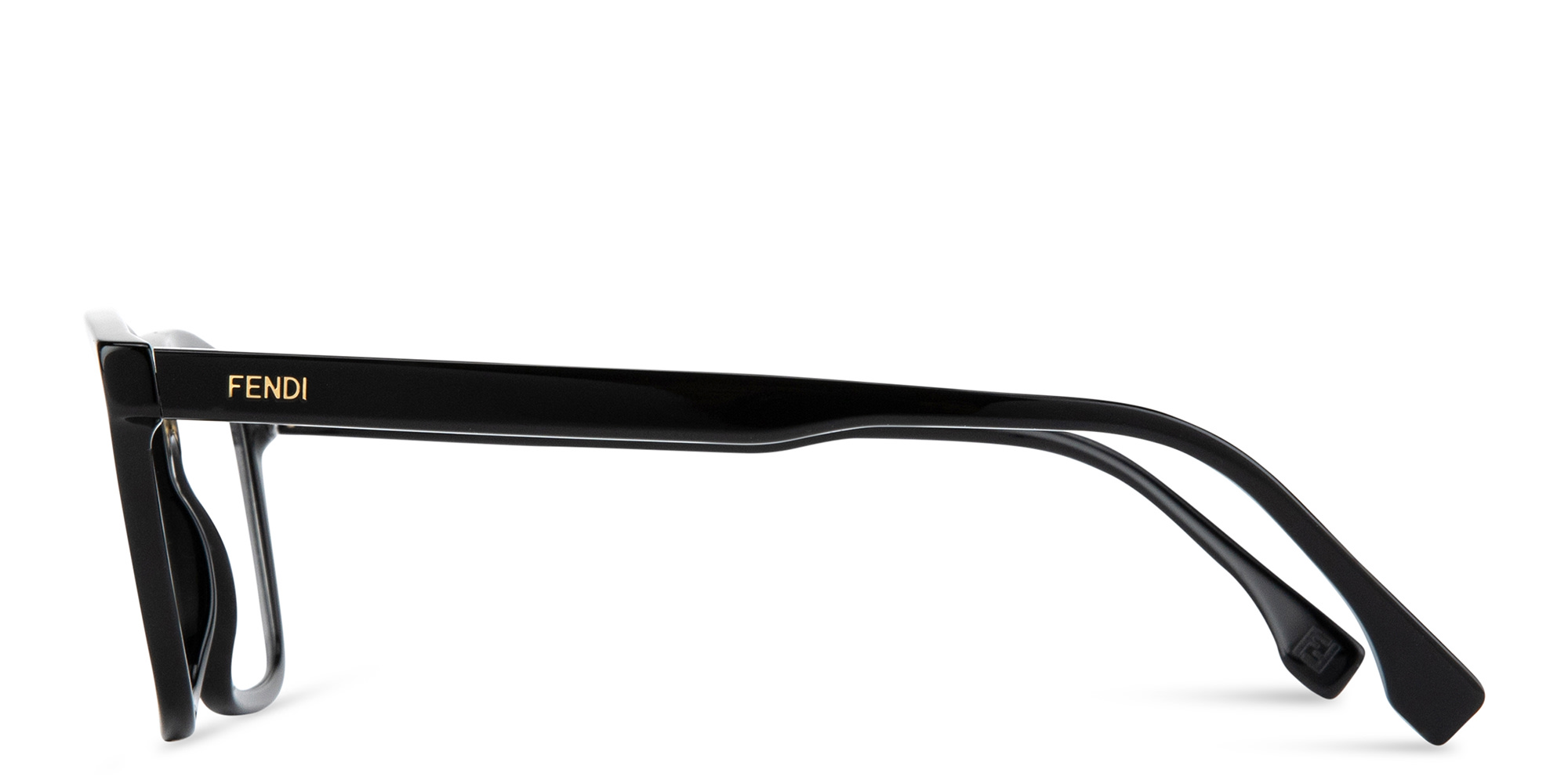 Shop FENDI Fendi Fine Wide Rectangle Eyeglasses in Black online.