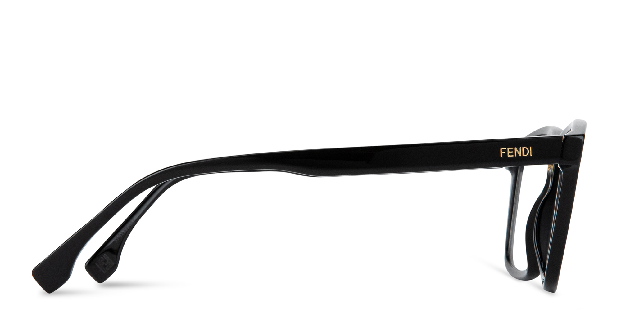 Shop FENDI Fendi Fine Wide Rectangle Eyeglasses in Black online.