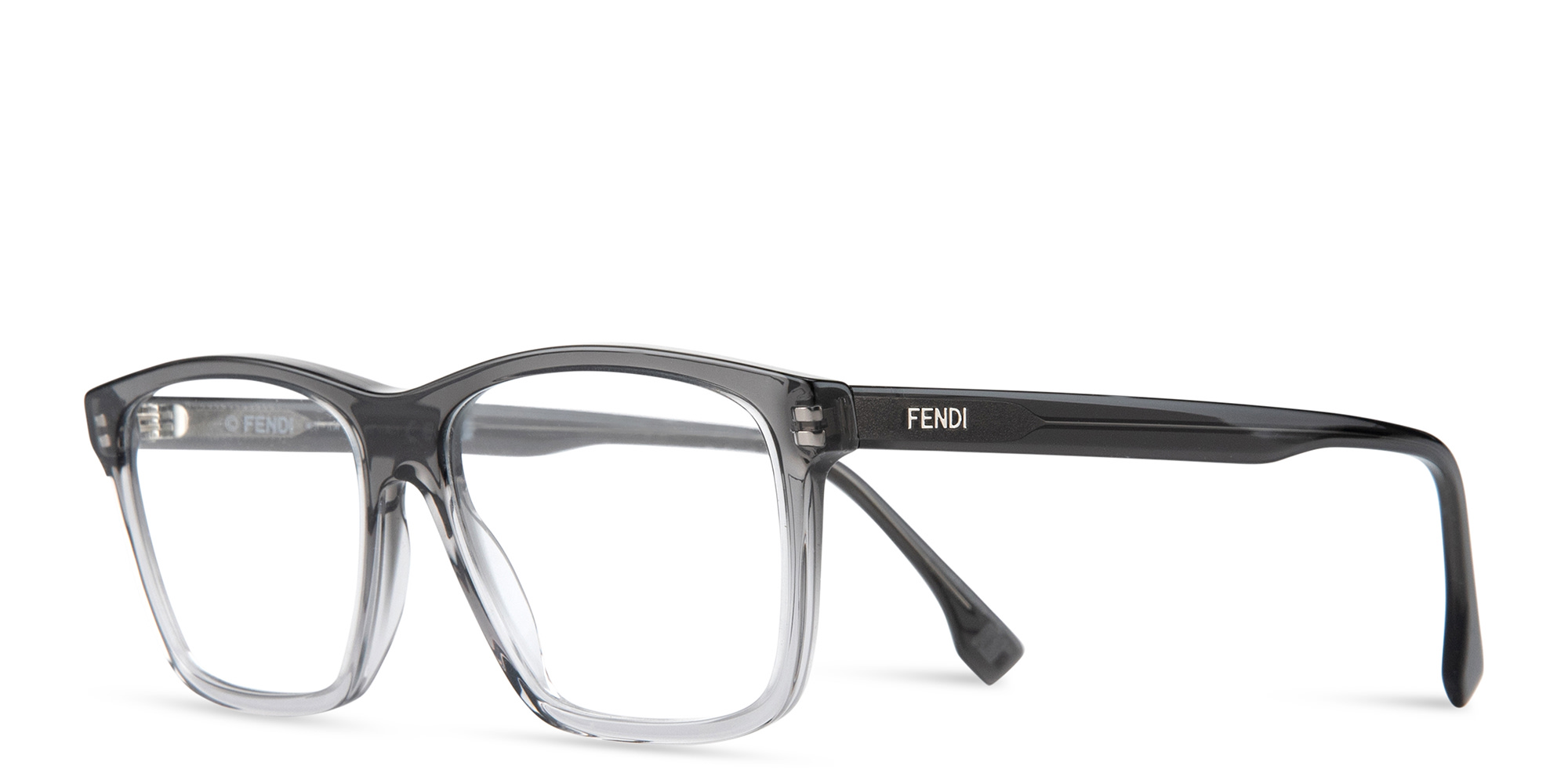Shop FENDI Fendi Fine Wide Rectangle Eyeglasses in Grey online.