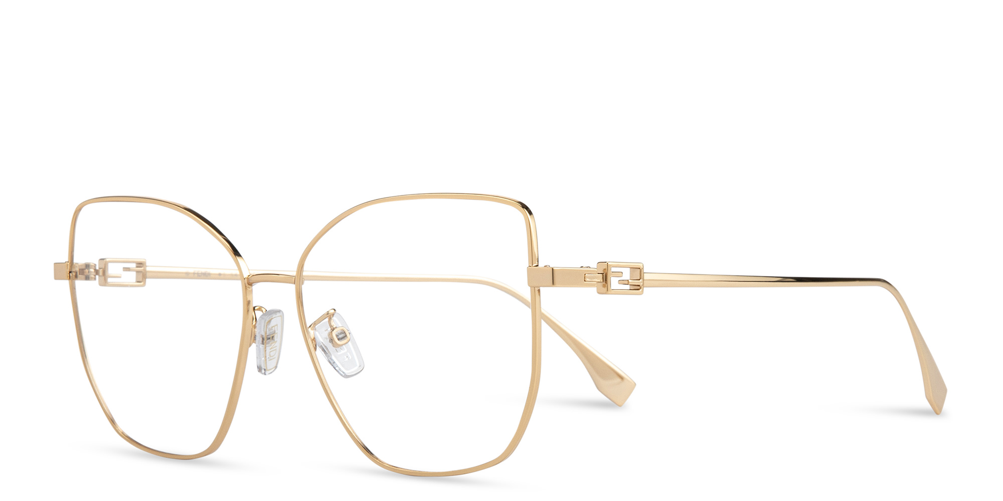 FENDI Baguette Gold Irregular Eyeglasses in Gold – Product Photo 2