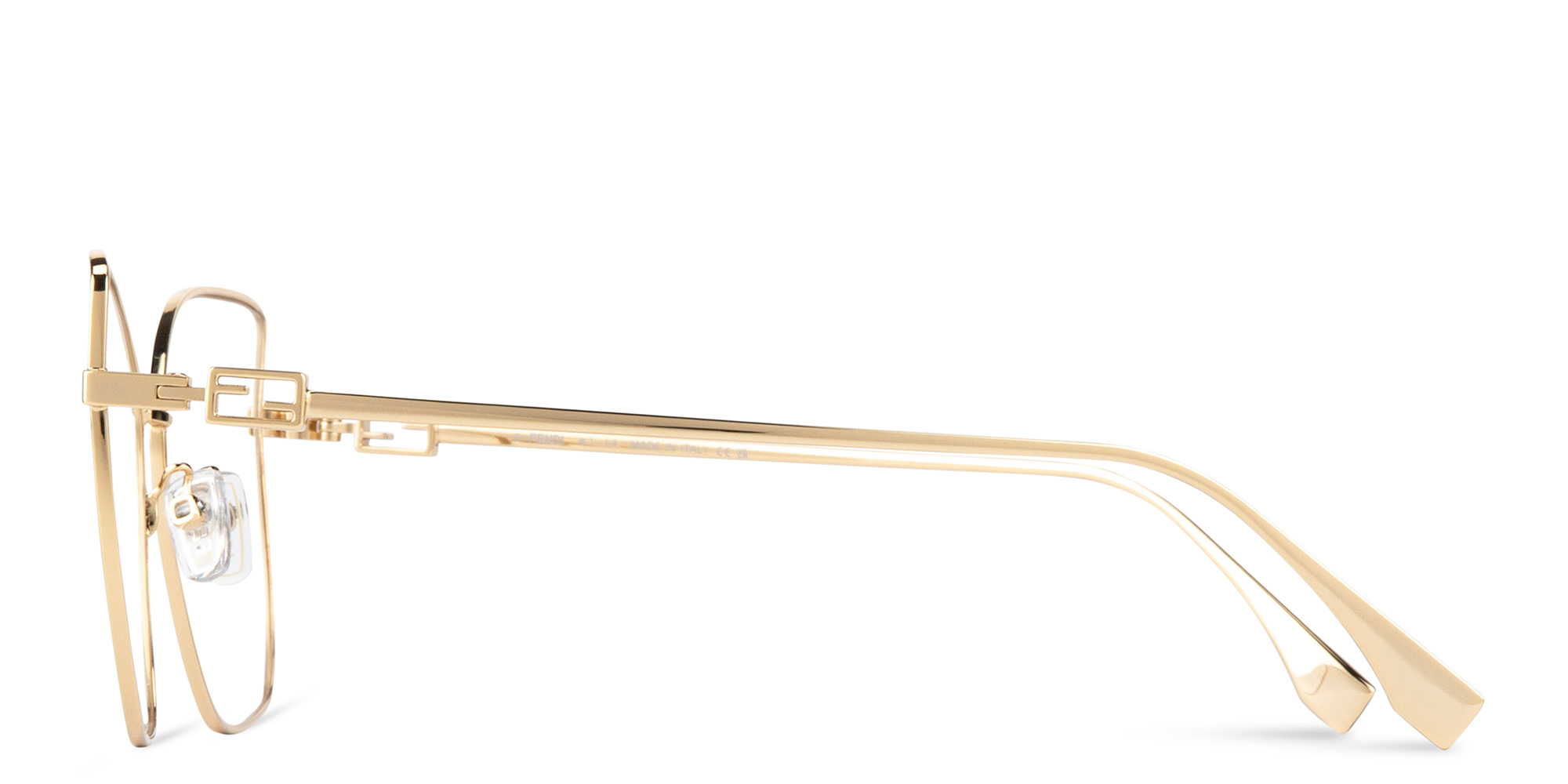 FENDI Baguette Gold Irregular Eyeglasses in Gold – Product Photo 3