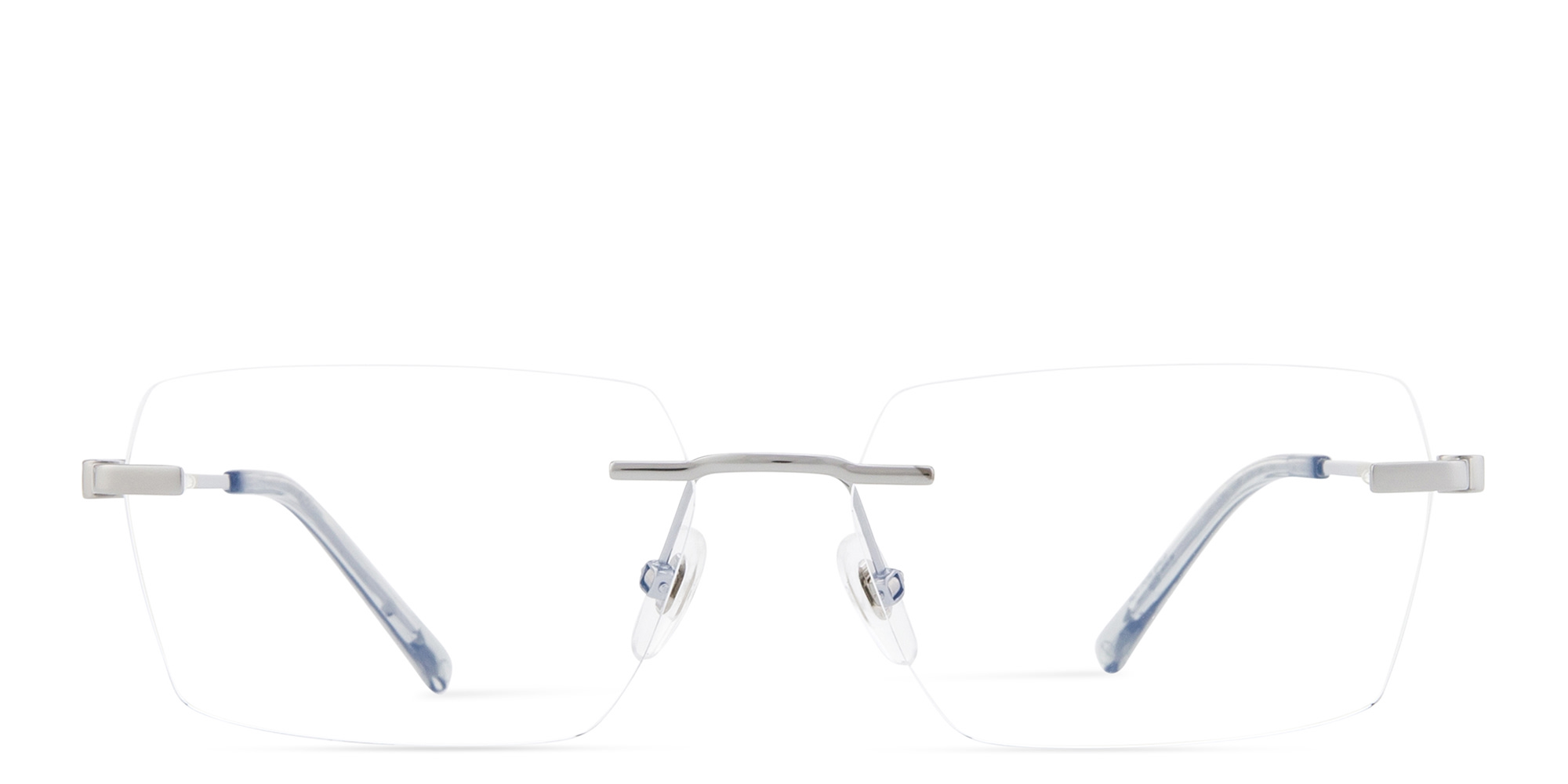Shop EYE'M Rimless Wide Irregular Eyeglasses in Silver online.