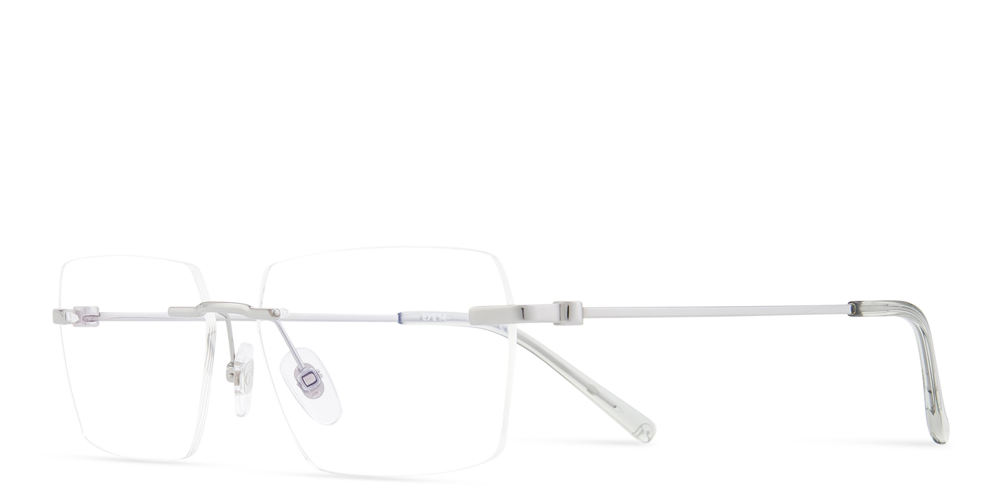 Shop EYE'M Rimless Wide Irregular Eyeglasses in Silver online.