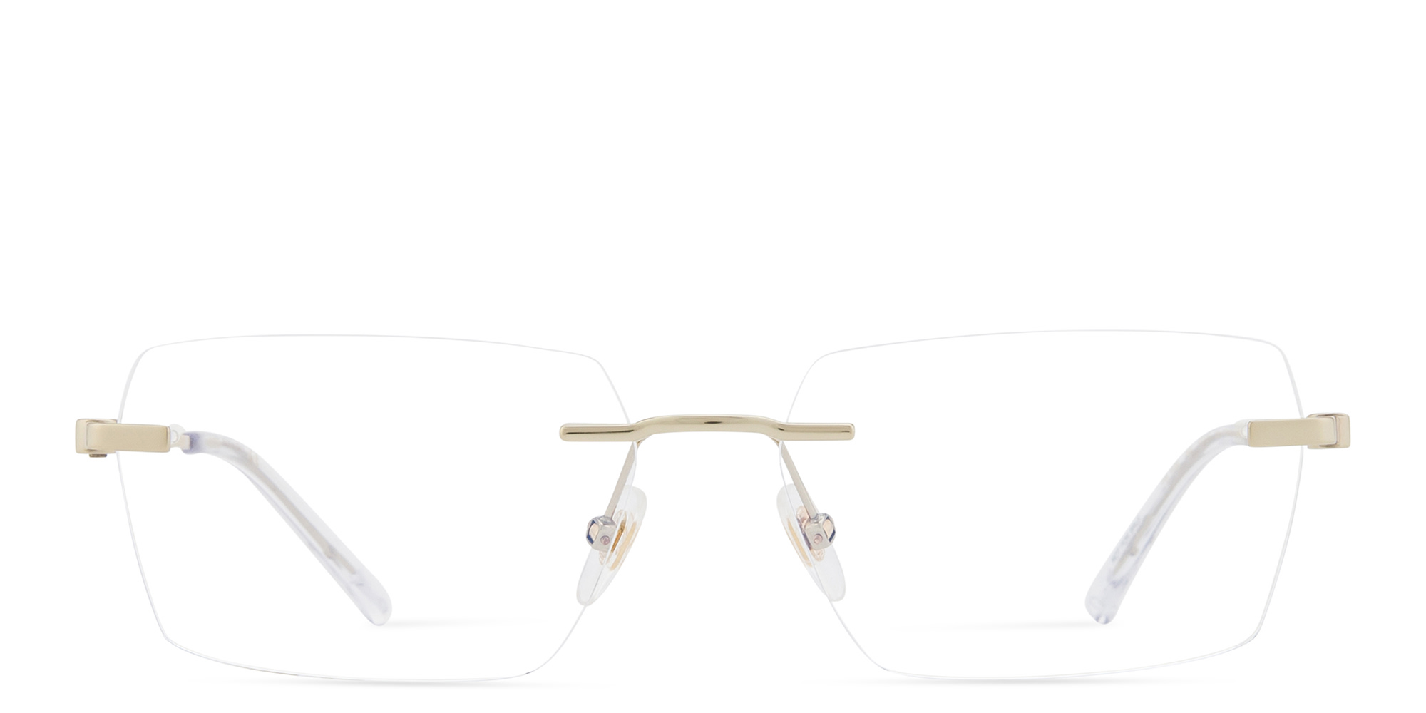 Shop EYE'M Rimless Wide Irregular Eyeglasses in Gold online.