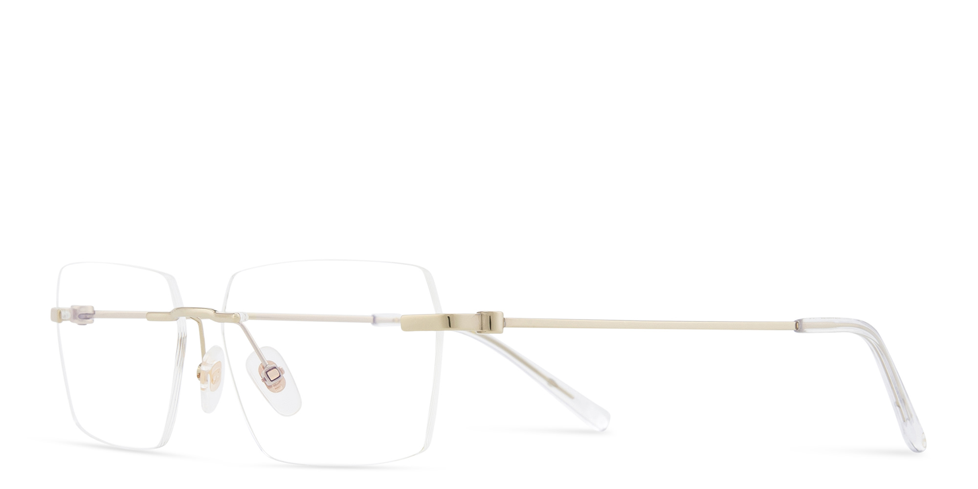 Shop EYE'M Rimless Wide Irregular Eyeglasses in Gold online.