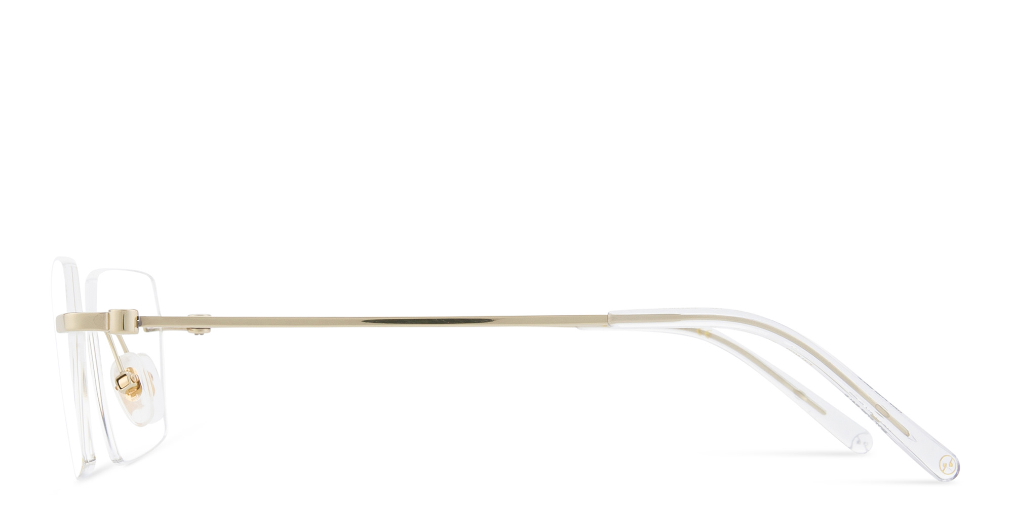 Shop EYE'M Rimless Wide Irregular Eyeglasses in Gold online.