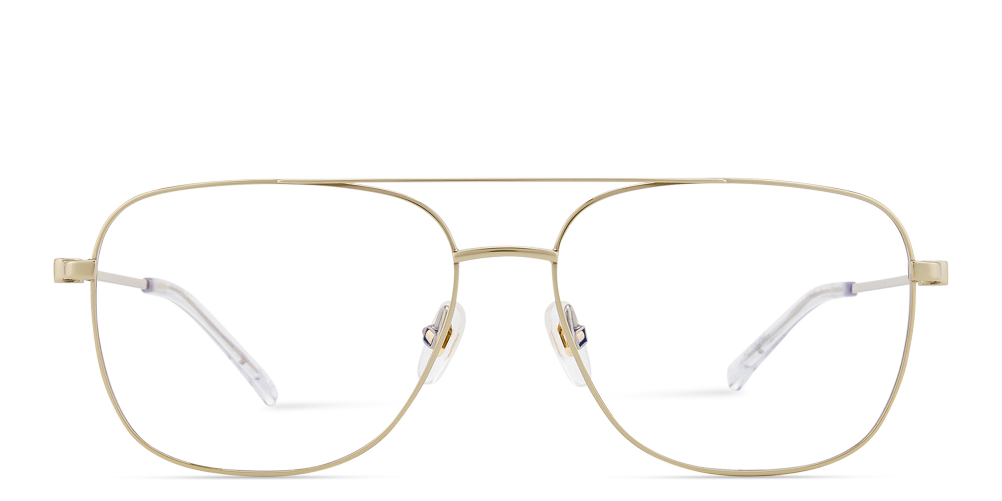 Shop EYE'M Wide Aviator Eyeglasses in Gold online.