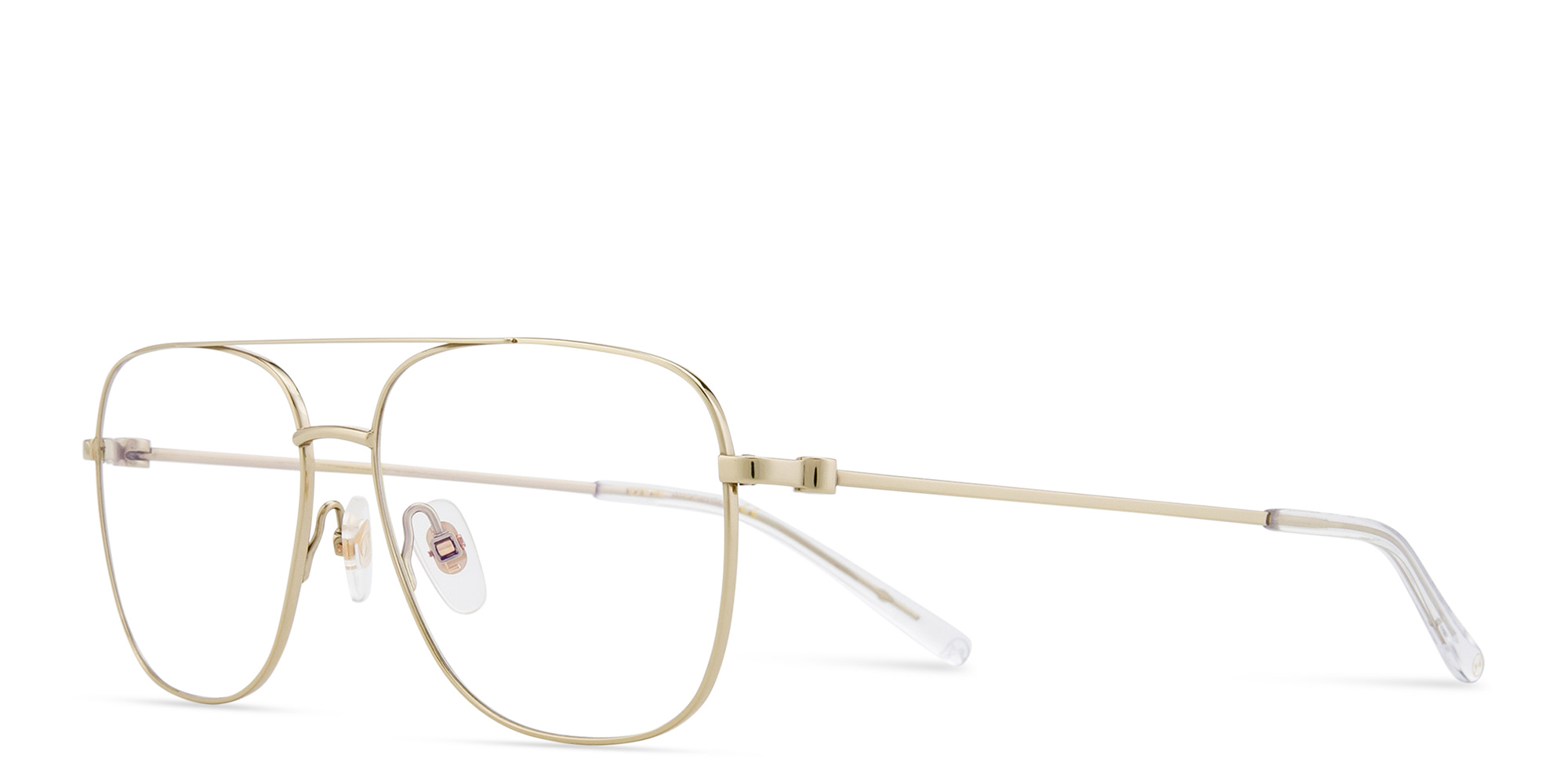 Shop EYE'M Wide Aviator Eyeglasses in Gold online.