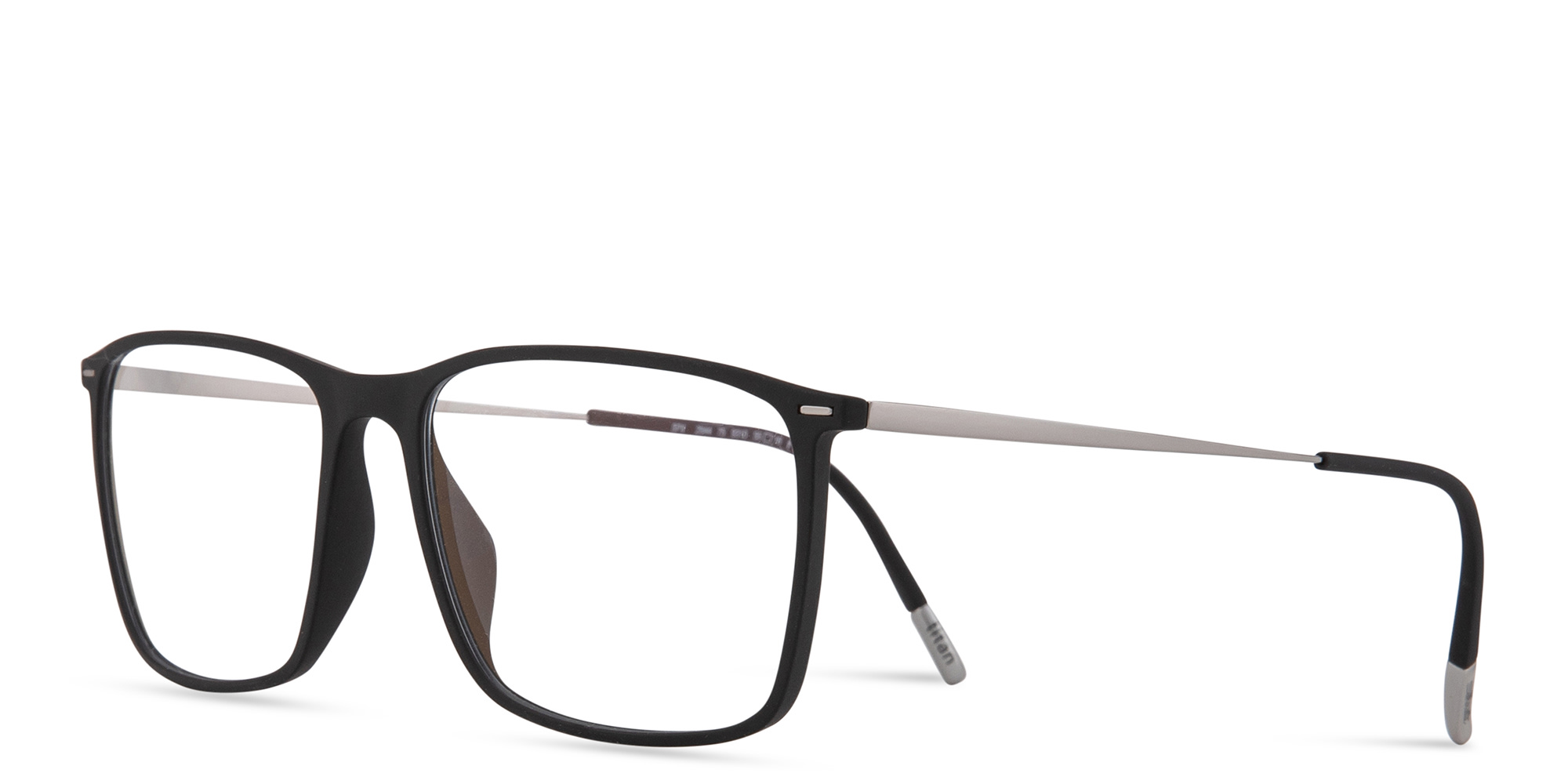 Shop Silhouette Illusion Lite Wide Square Eyeglasses in Black online.