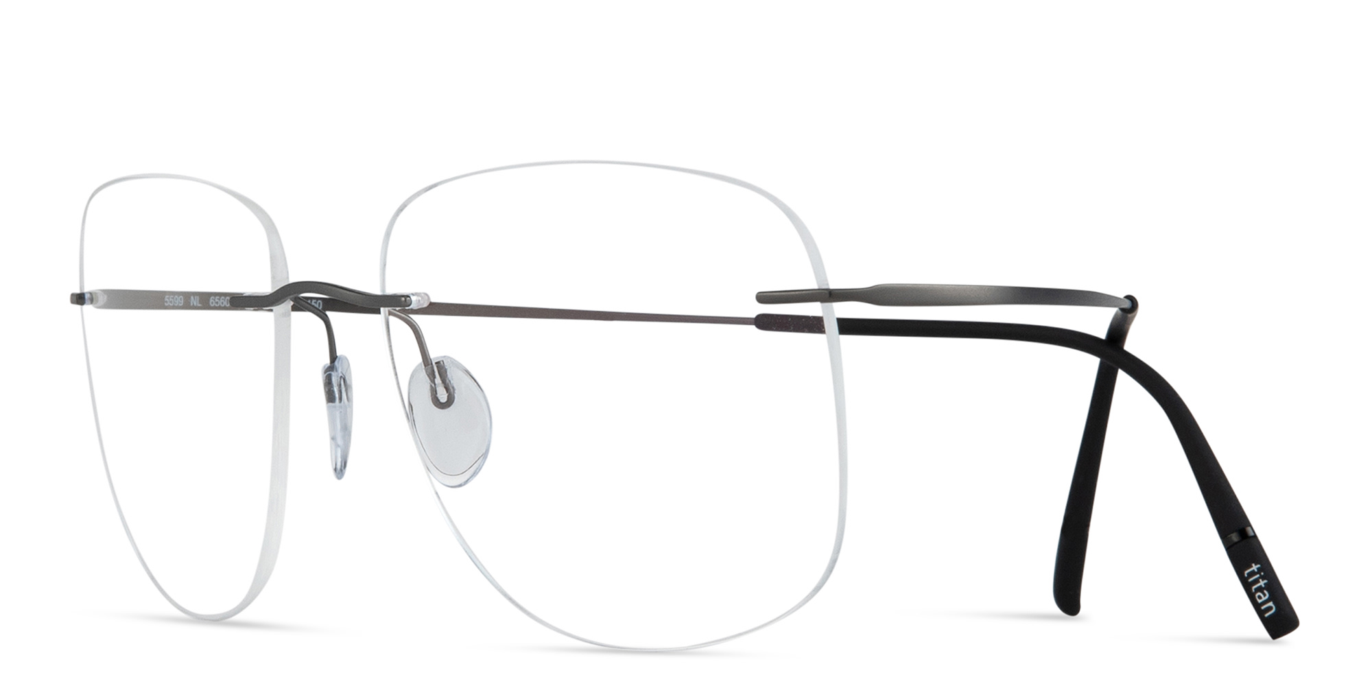 Silhouette Titan Minimal Art Rimless Wide Square Eyeglasses in Grey – Product Photo 2