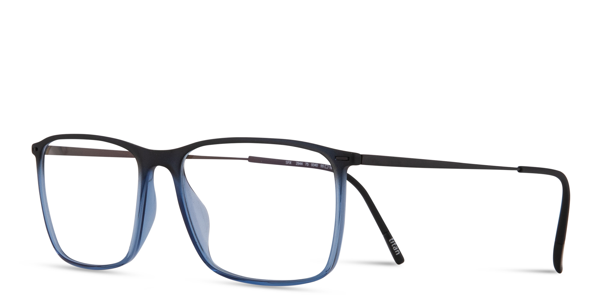 Shop Silhouette Illusion Lite Wide Square Eyeglasses in Blue online.