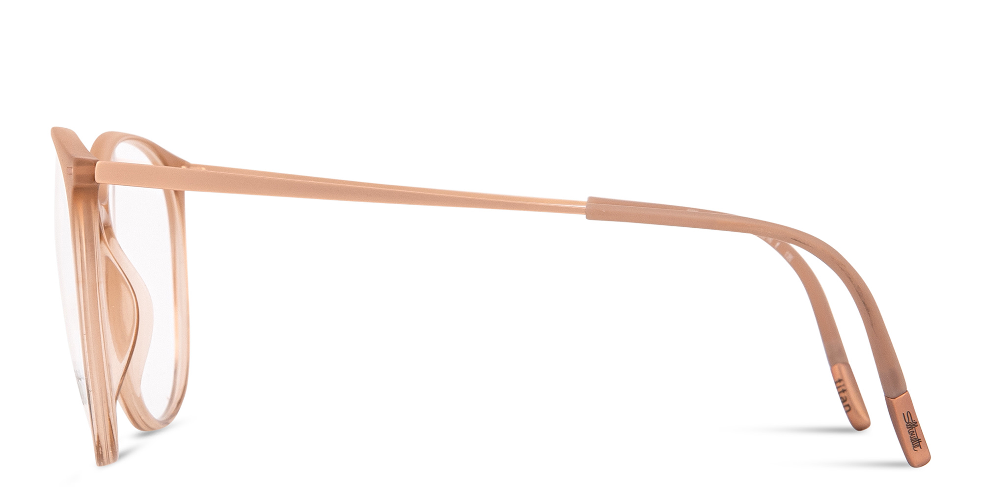 Shop Silhouette Illusion Lite Round Eyeglasses in Beige online.