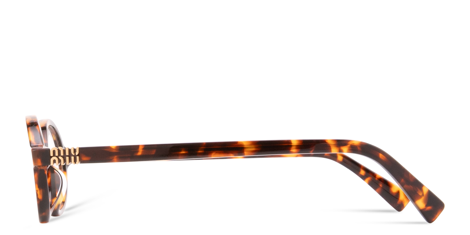 Shop MIU MIU Round Eyeglasses in Honey Havana online.