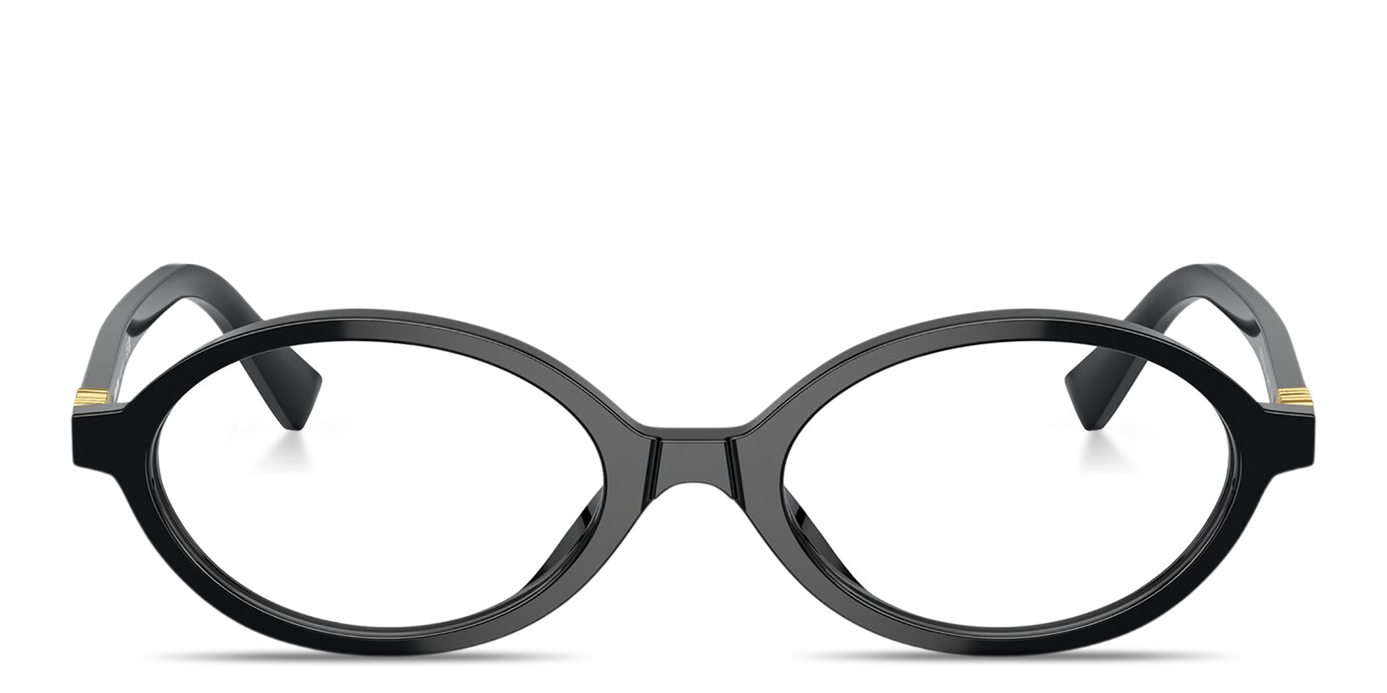 Shop MIU MIU Vertical Logo Oval Eyeglasses in Black online.