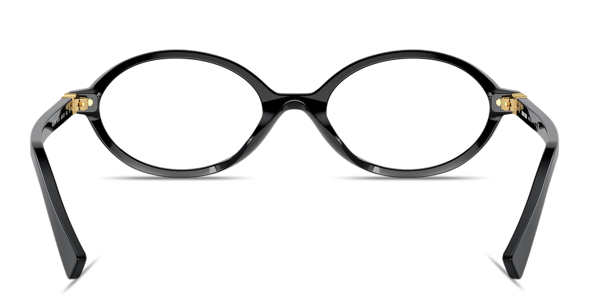 Shop MIU MIU Vertical Logo Oval Eyeglasses in Black online.