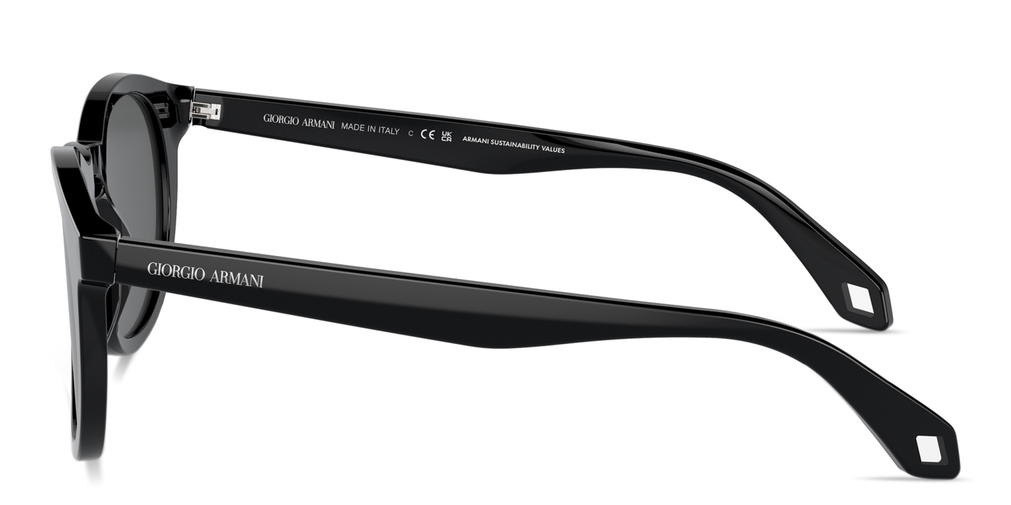تسوق نظارات شمسية دائرية بشعار العلامة جورجو أرماني بلون أسود أونلاين.