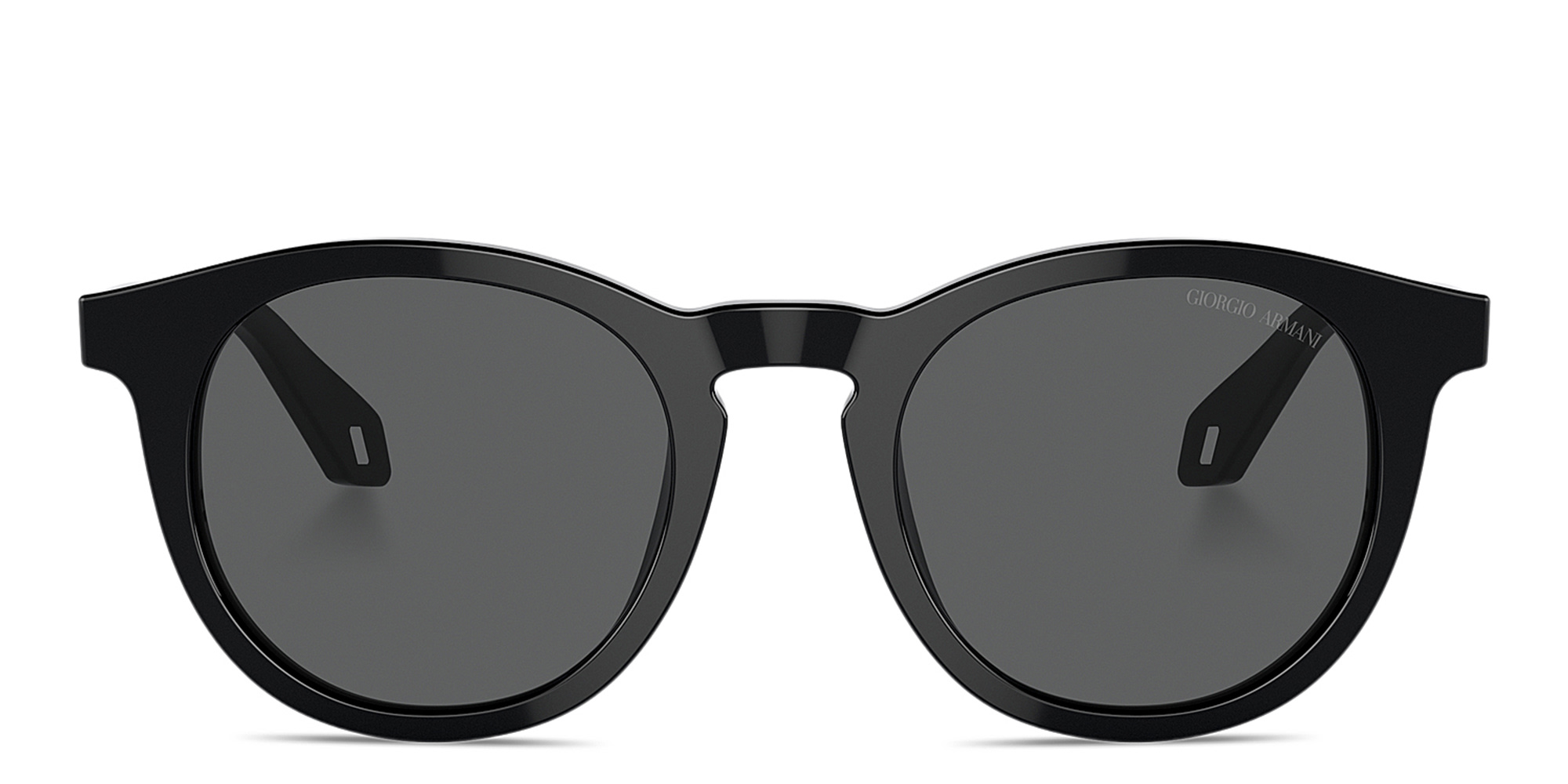 Shop GIORGIO ARMANI Logo Round Sunglasses in Black online.