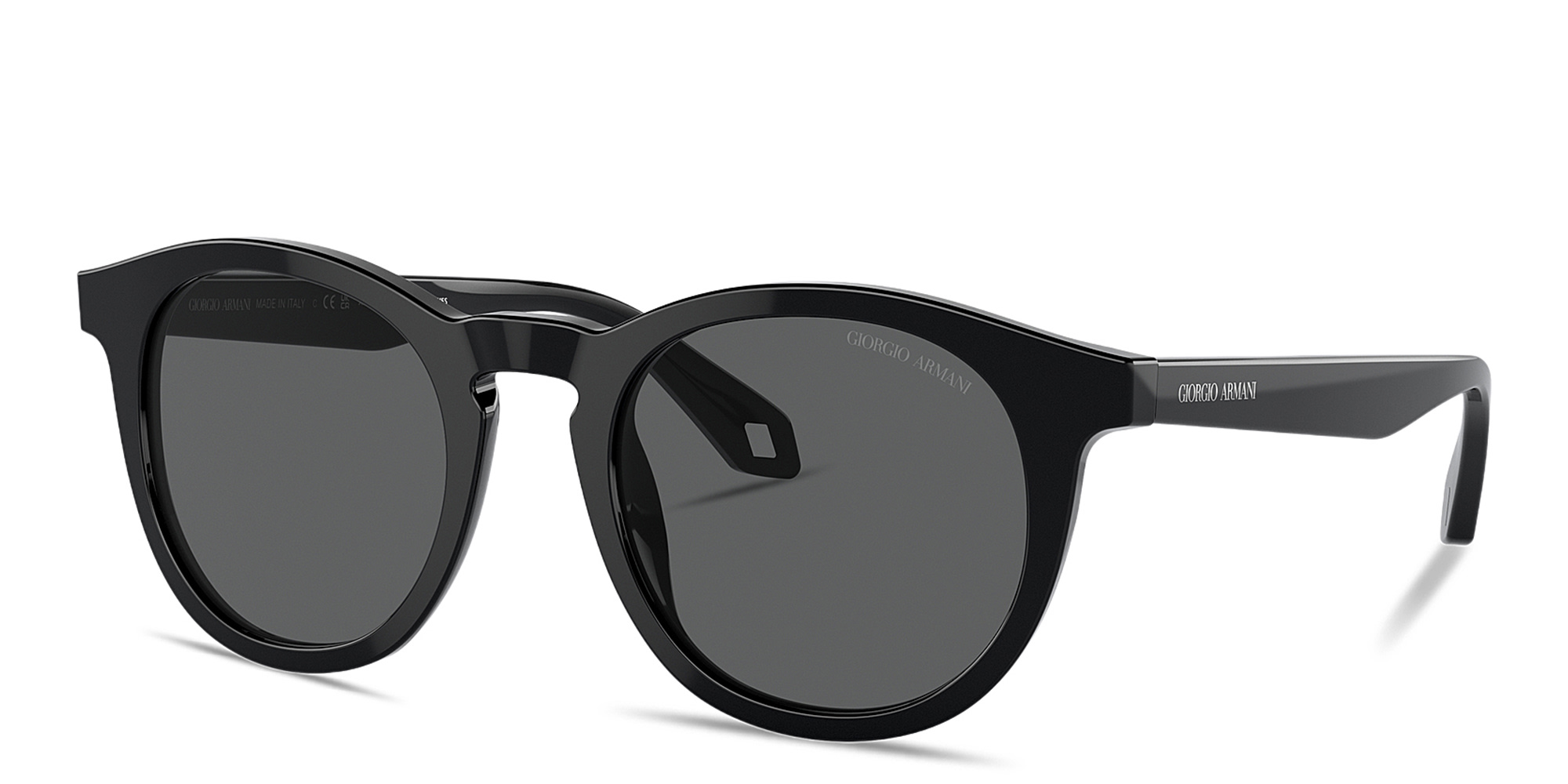 Shop GIORGIO ARMANI Logo Round Sunglasses in Black online.