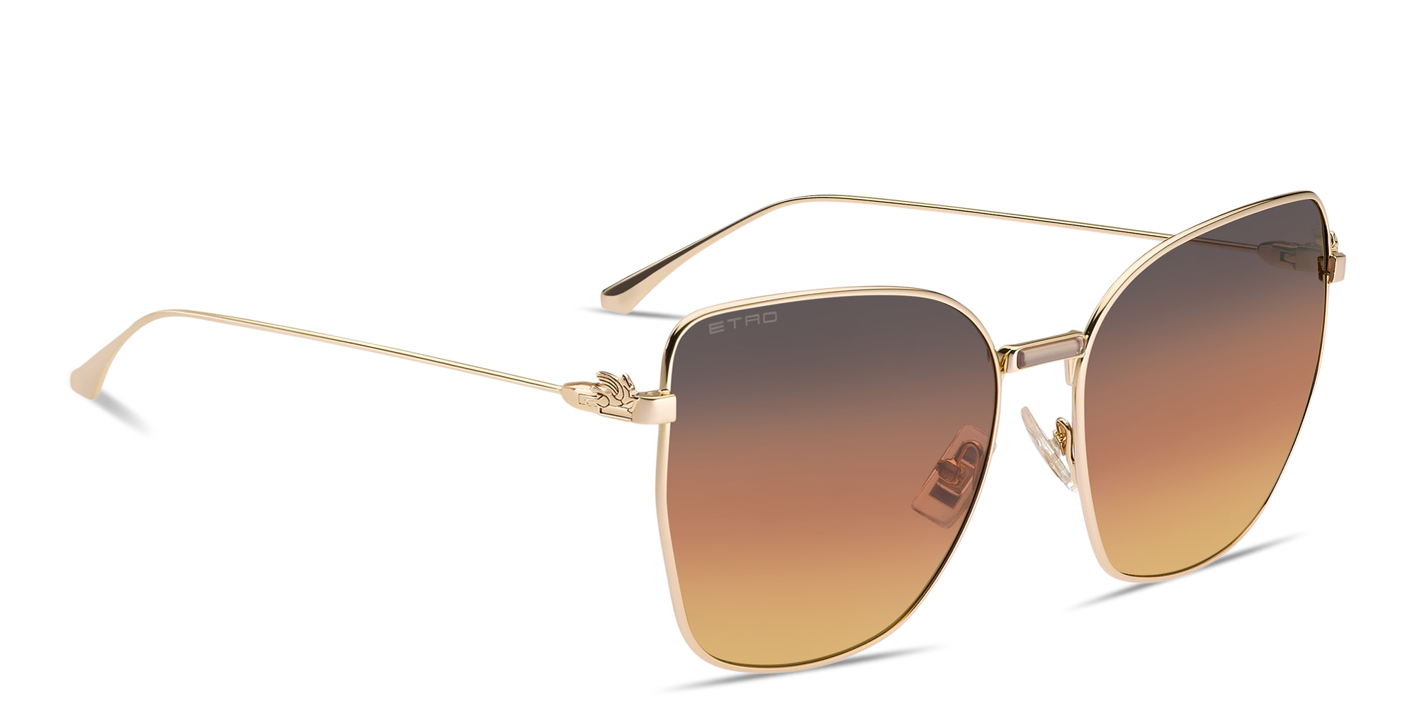 Shop ETRO Bold Pegaso Oversized Cat-Eye Sunglasses in Rose Gold online.