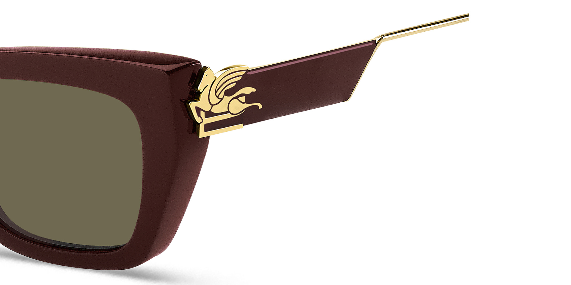 Shop ETRO Bold Pegaso Cat-Eye Sunglasses in Burgundy online.