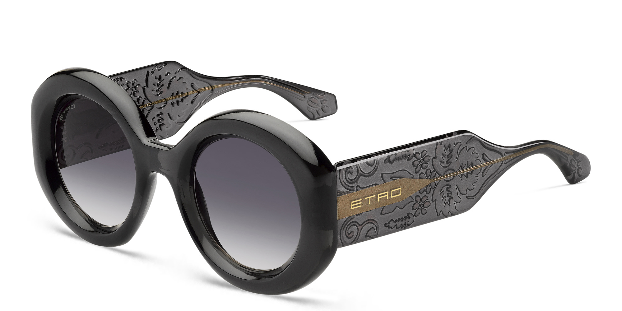 ETRO Paisley Oversized Round Sunglasses in Grey – Product Photo 2