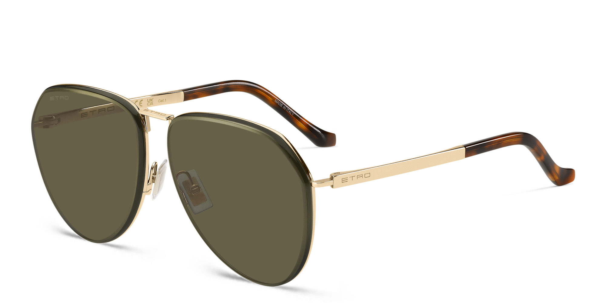 Shop ETRO Luxury Metal Unisex Pilot Sunglasses in Rose Gold online.