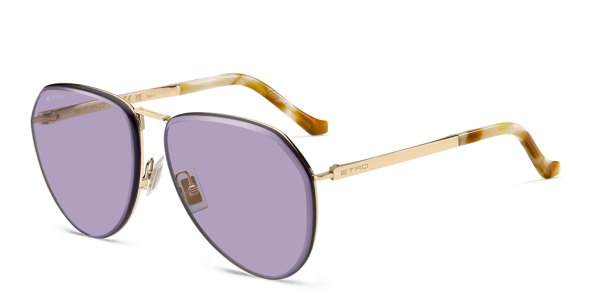 Shop ETRO Luxury Metal Unisex Pilot Sunglasses in Rose Gold online.