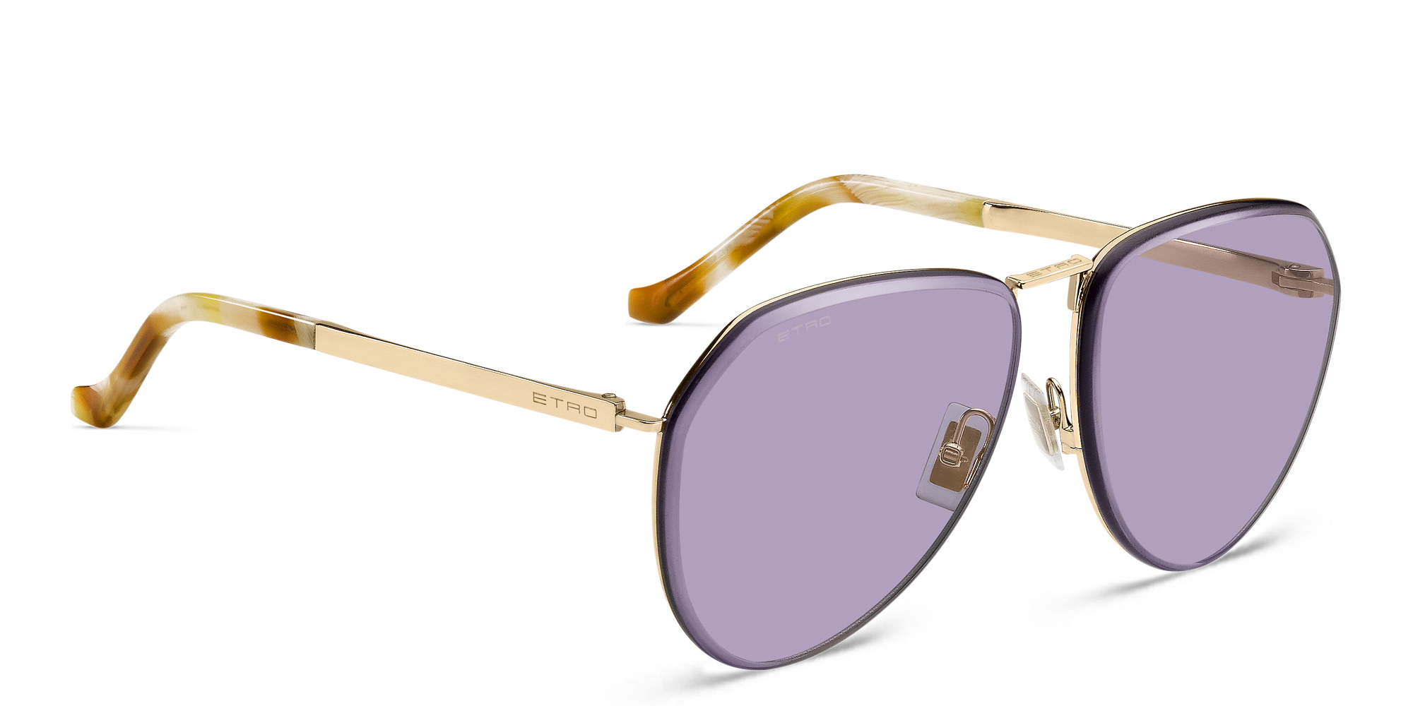 Shop ETRO Luxury Metal Unisex Pilot Sunglasses in Rose Gold online.