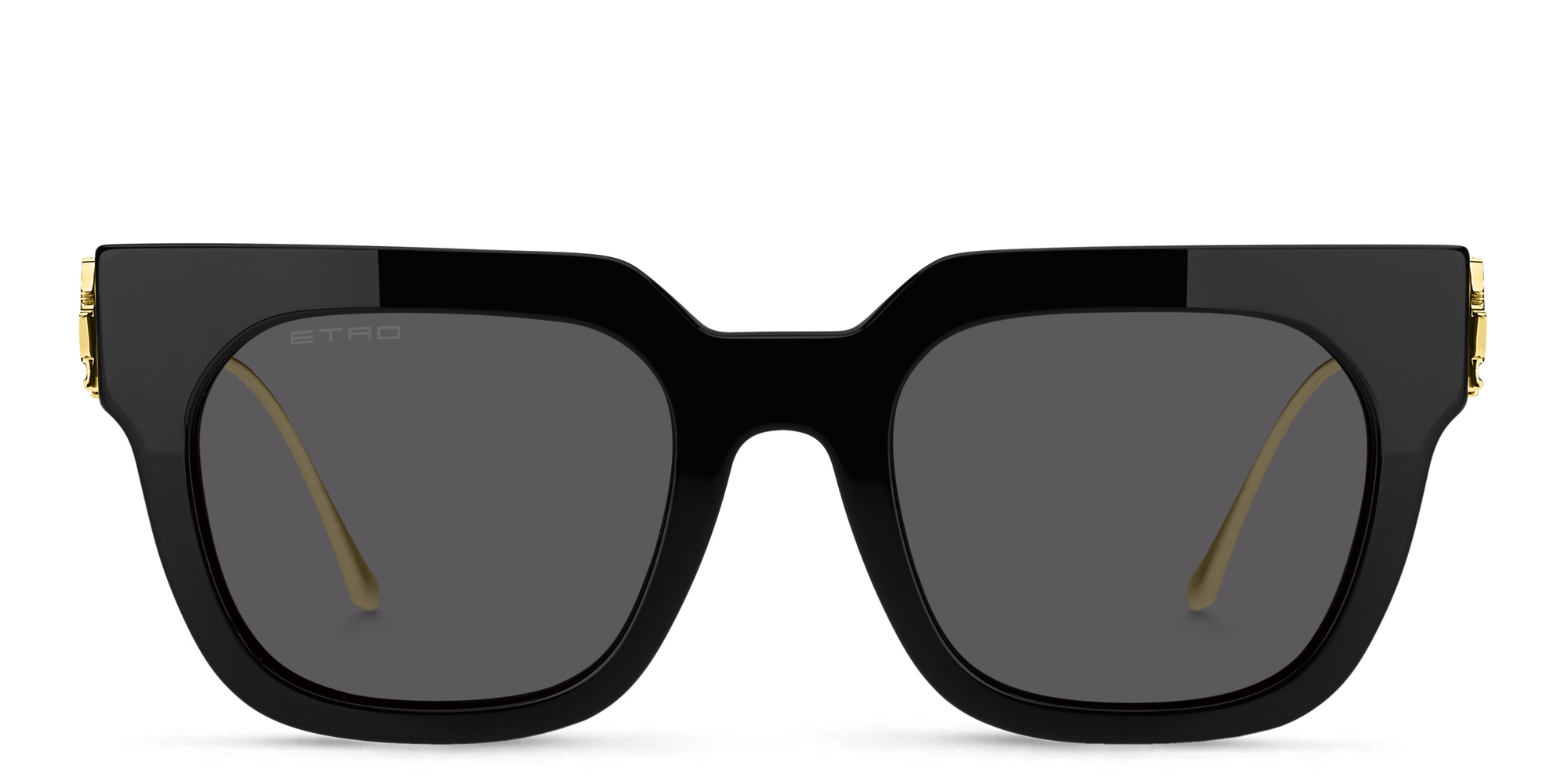 Shop ETRO Bold Pegaso Rectangle Sunglasses in Black online.