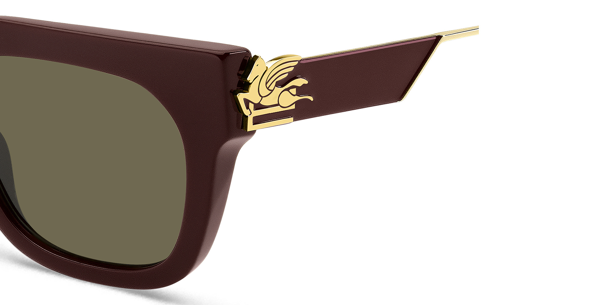 Shop ETRO Bold Pegaso Rectangle Sunglasses in Burgundy online.