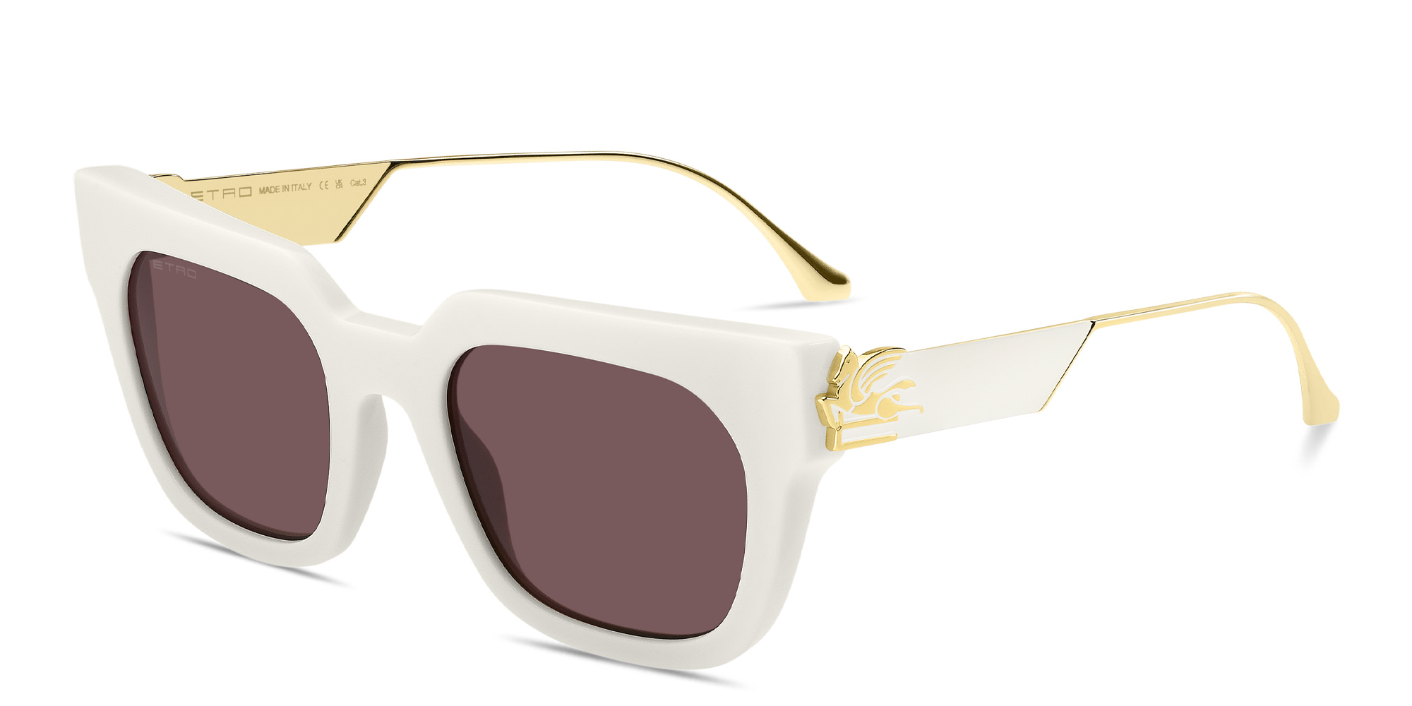 Shop ETRO Bold Pegaso Rectangle Sunglasses in Beige online.