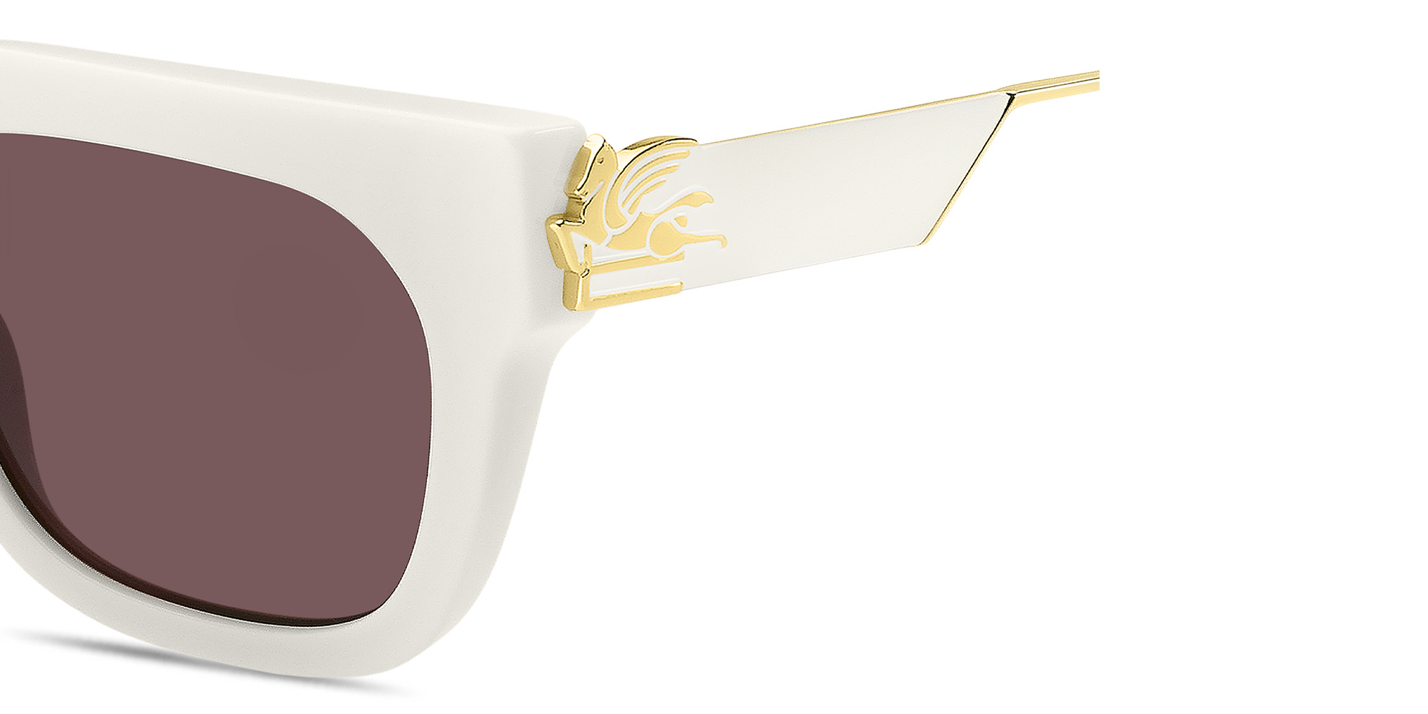 Shop ETRO Bold Pegaso Rectangle Sunglasses in Beige online.
