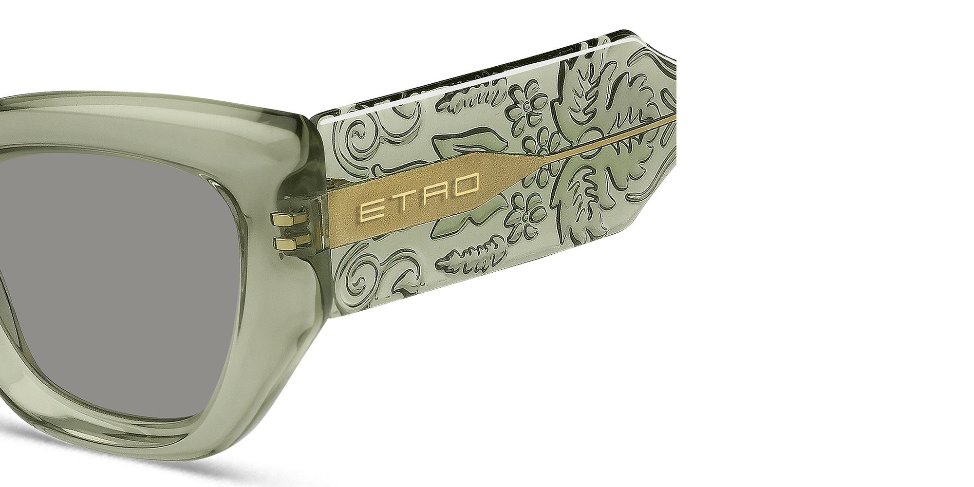 Shop ETRO Paisley Rectangle Sunglasses in Green online.